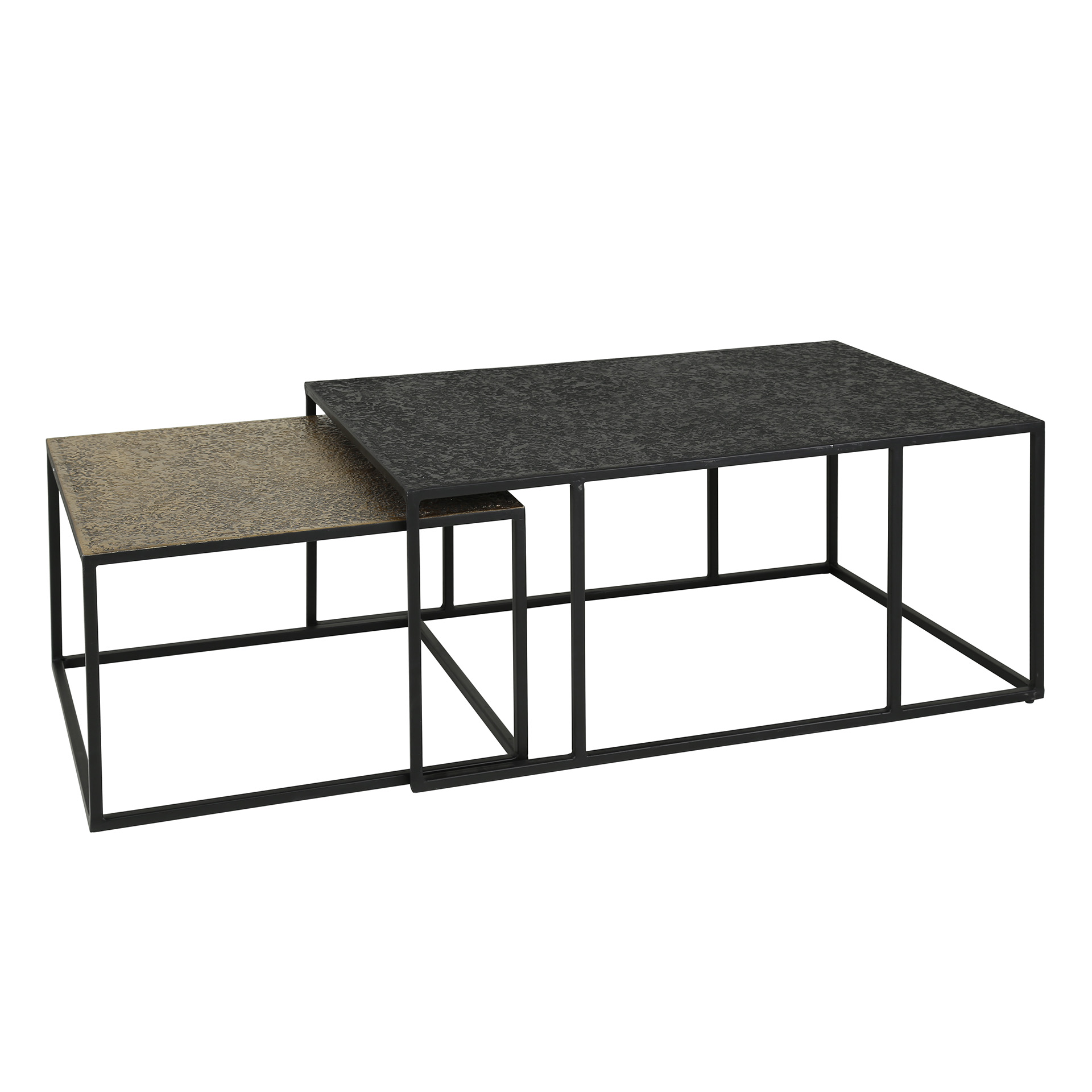 Mesa de centro rectangular metalizada gris - Juego de 2