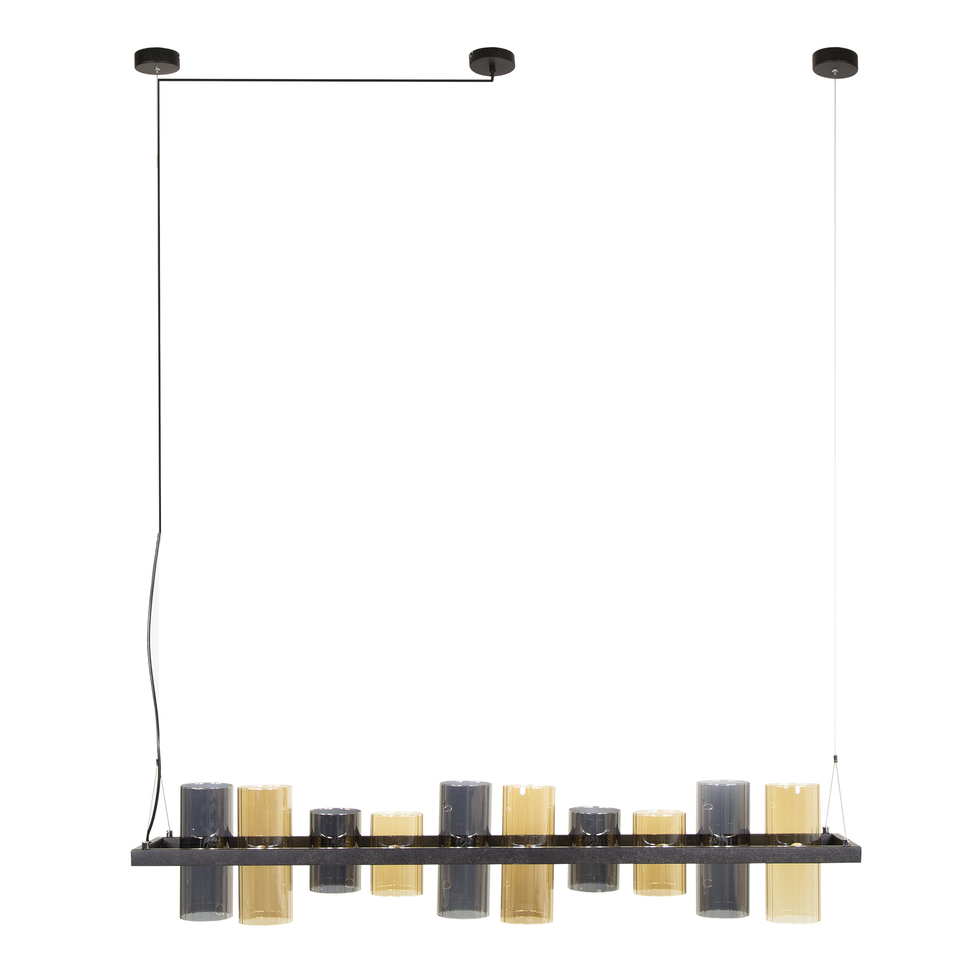 Lámpara colgante Cilindro Vidrio 10 luces Artic negro