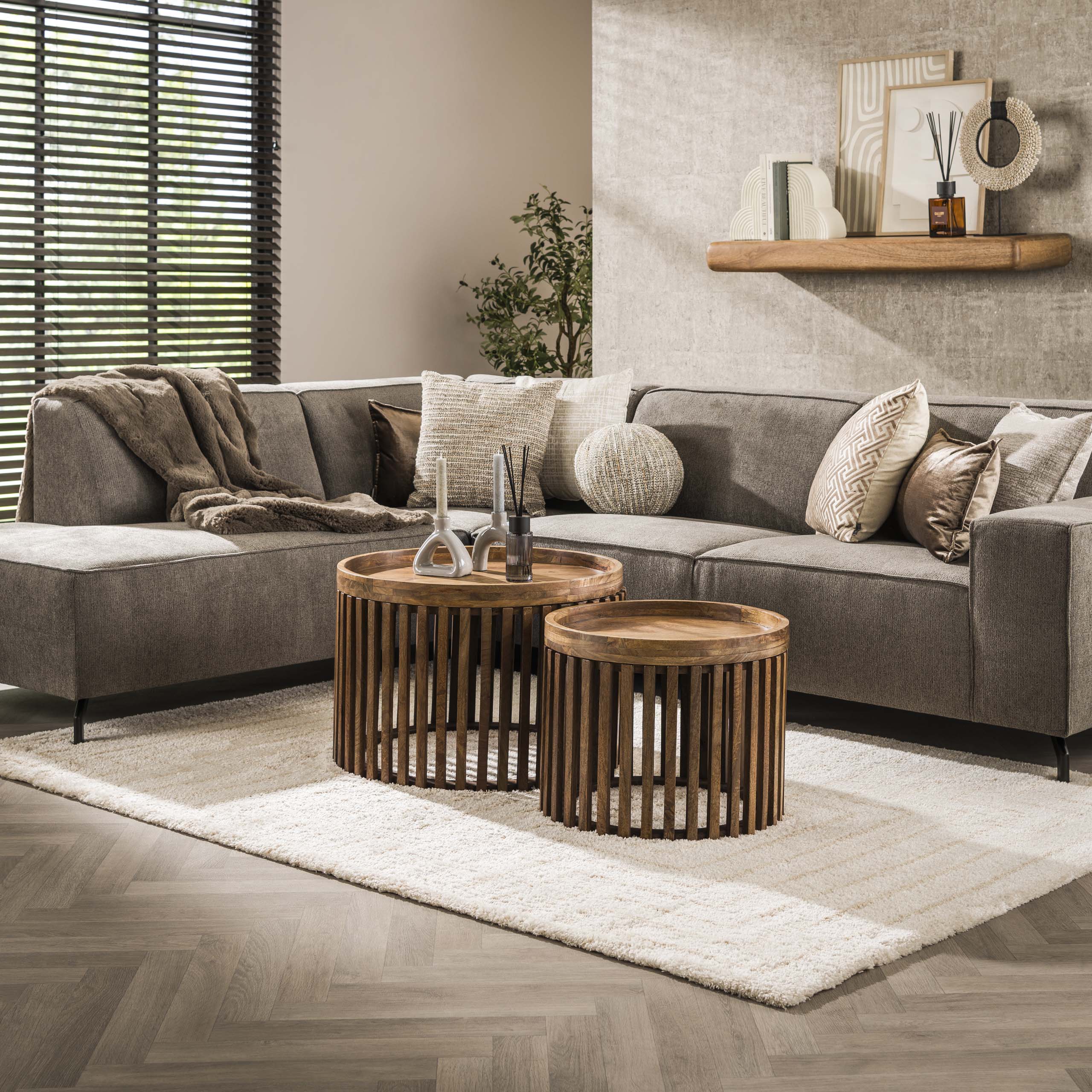 Conjunto de mesa de centro tweak Ø65/Ø50 / Mango macizo color arena