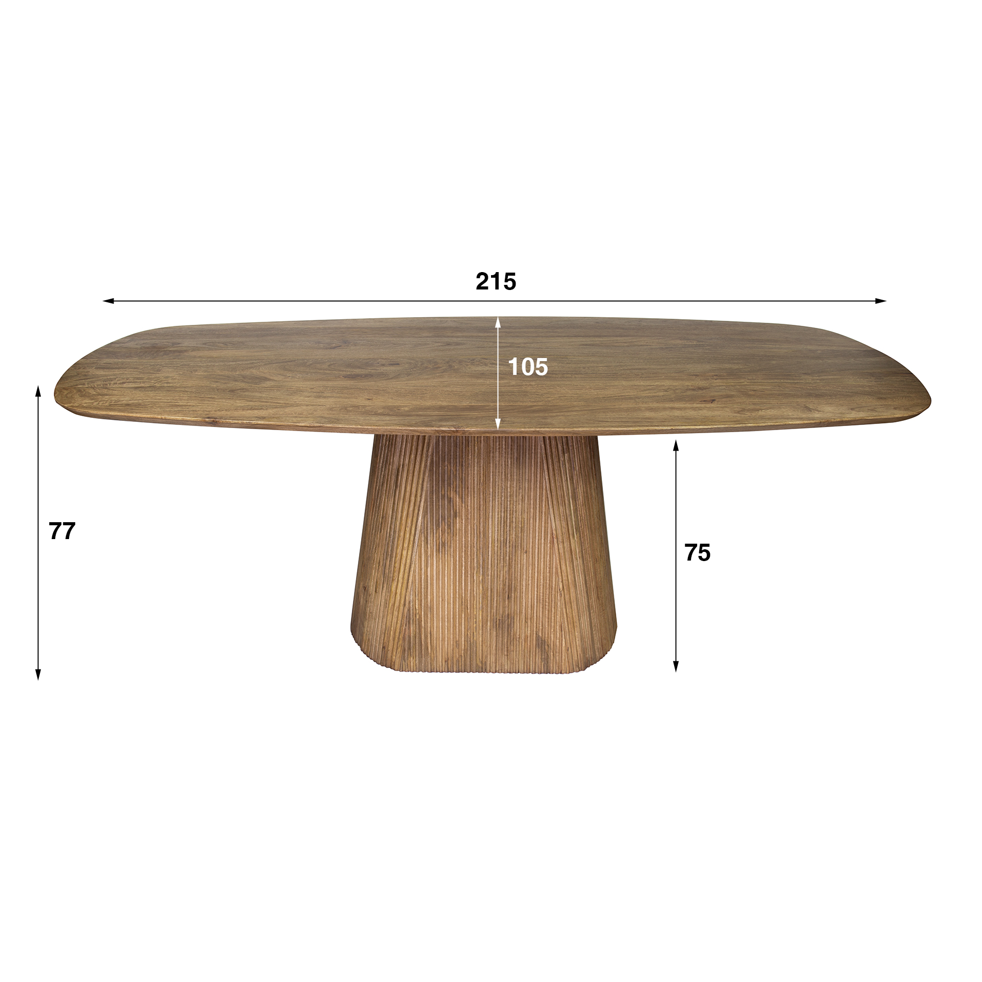 Mesa de comedor Wave Centro ovalada 215 cm - Mango macizo color arena