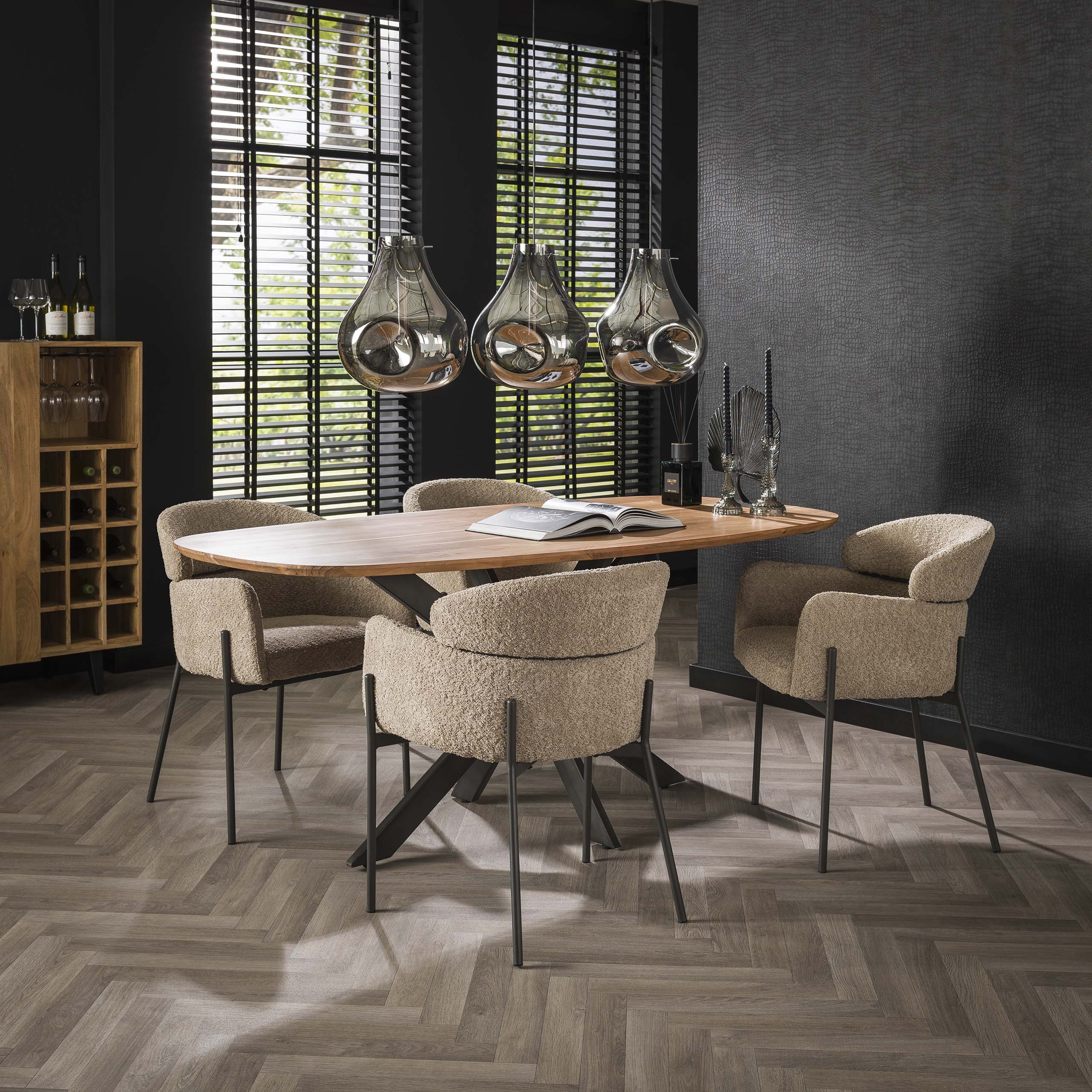 Sillón boucle con respaldo redondo. VPE2 / Boucle color arena