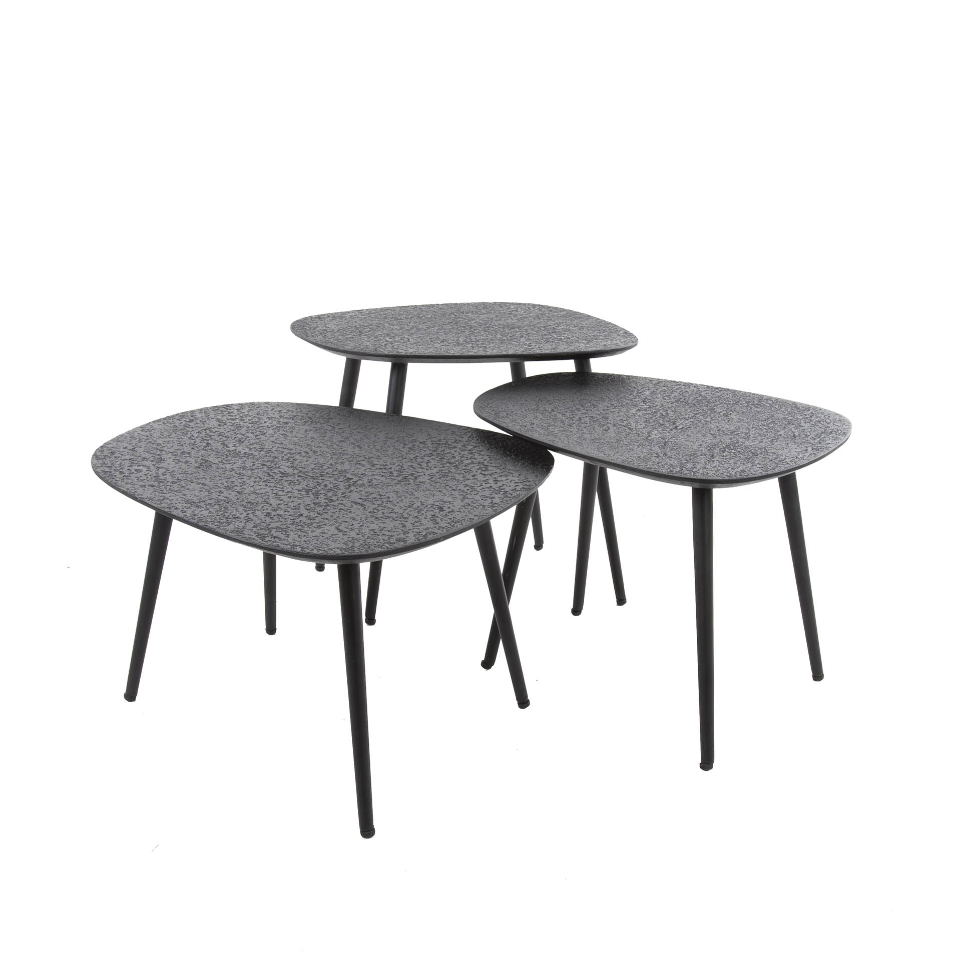 Mesa de centro Cuadrangular metalizada gris - Juego de 3