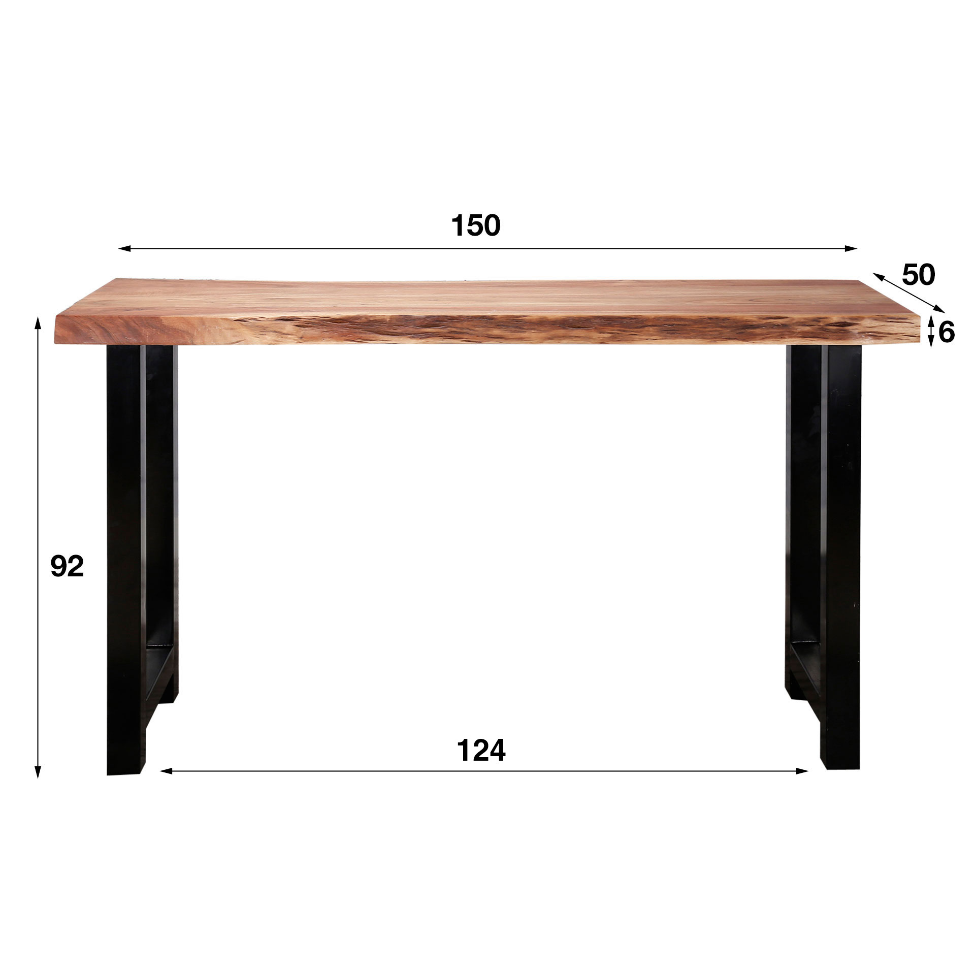 Mesa de bar tronco de árbol 150, espesor de tablero 60 mm / Acacia maciza natural