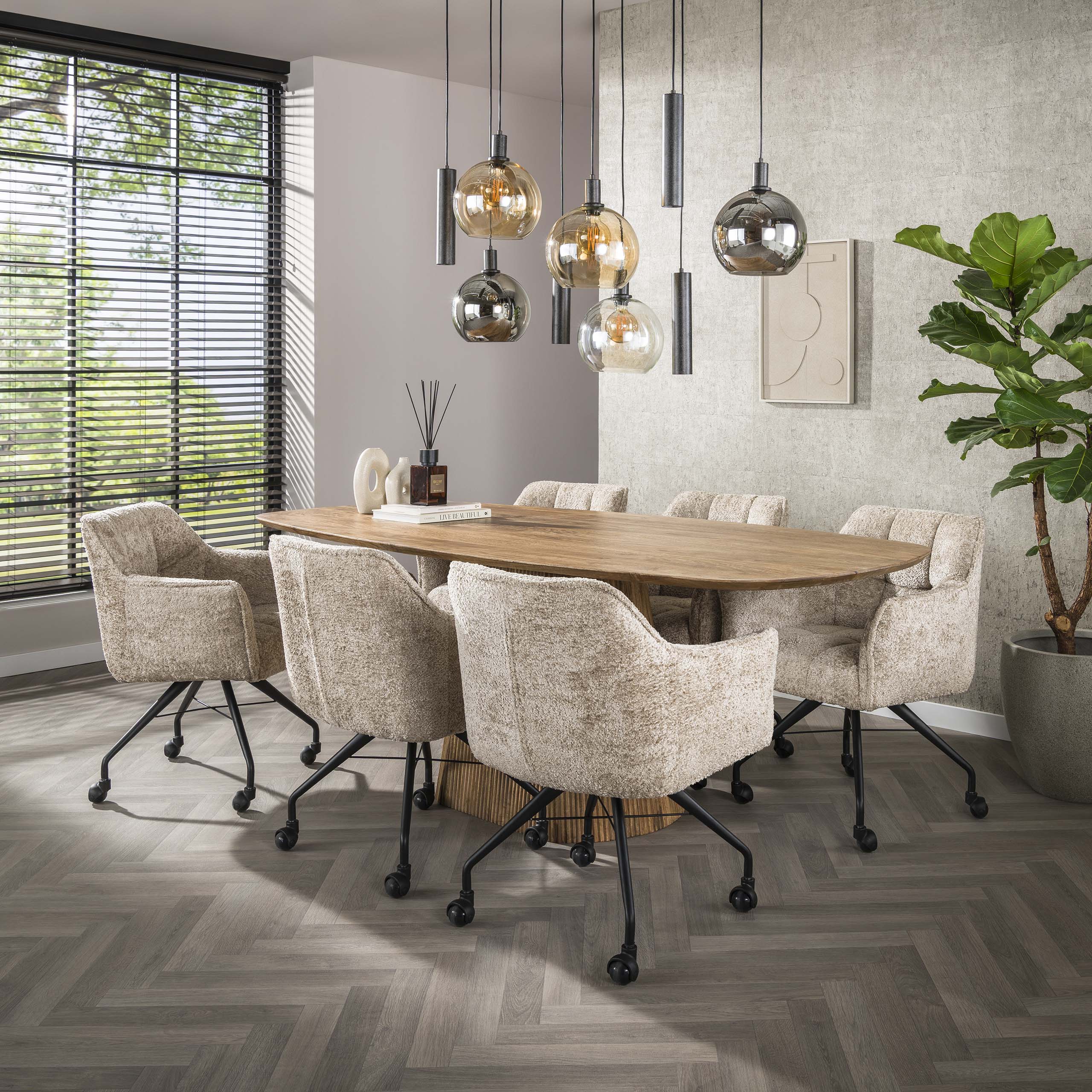 Mesa de comedor Wave Centro ovalada 215 cm - Mango macizo color arena