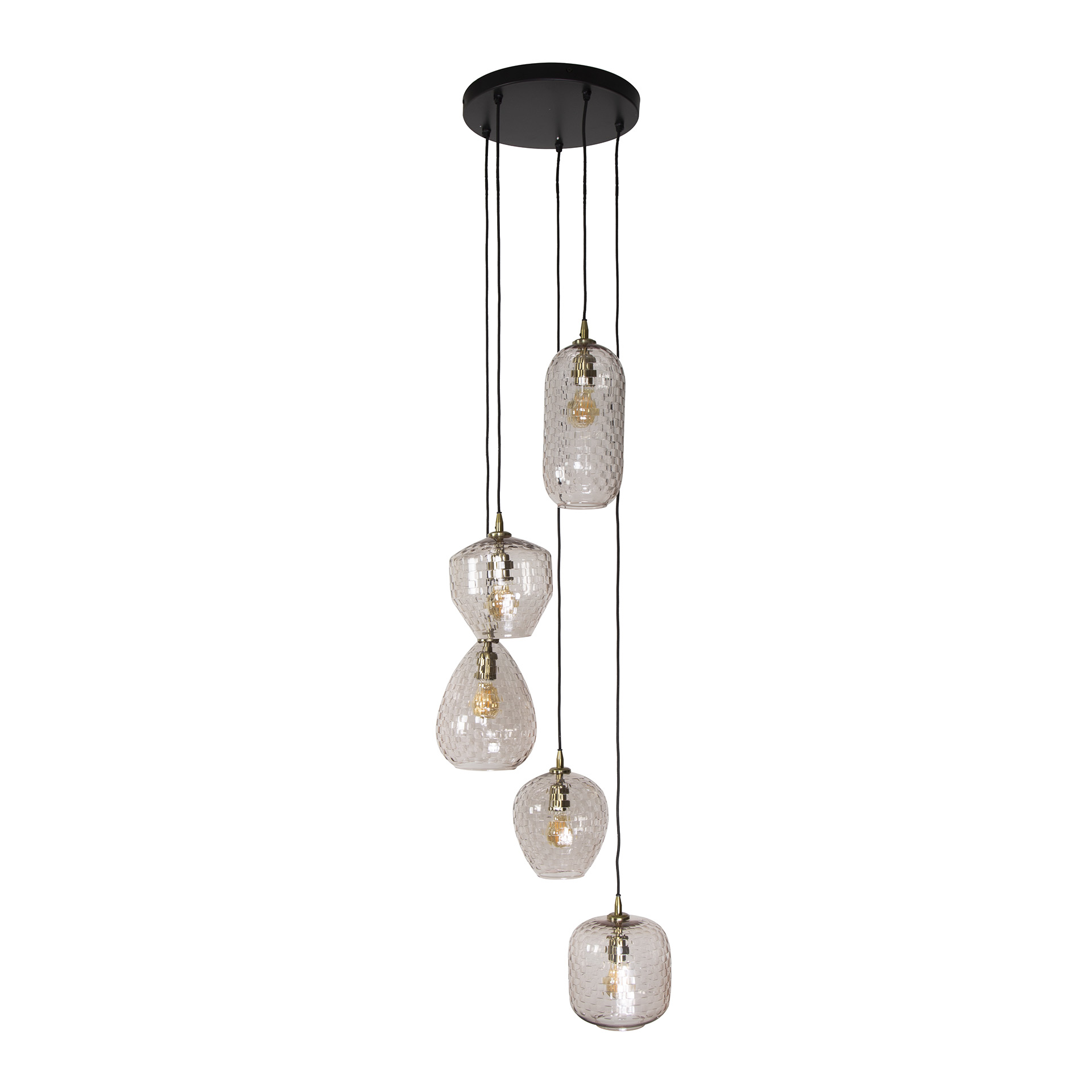 Lámpara colgante 5L patrón parche escalonado / Cristal diamante
