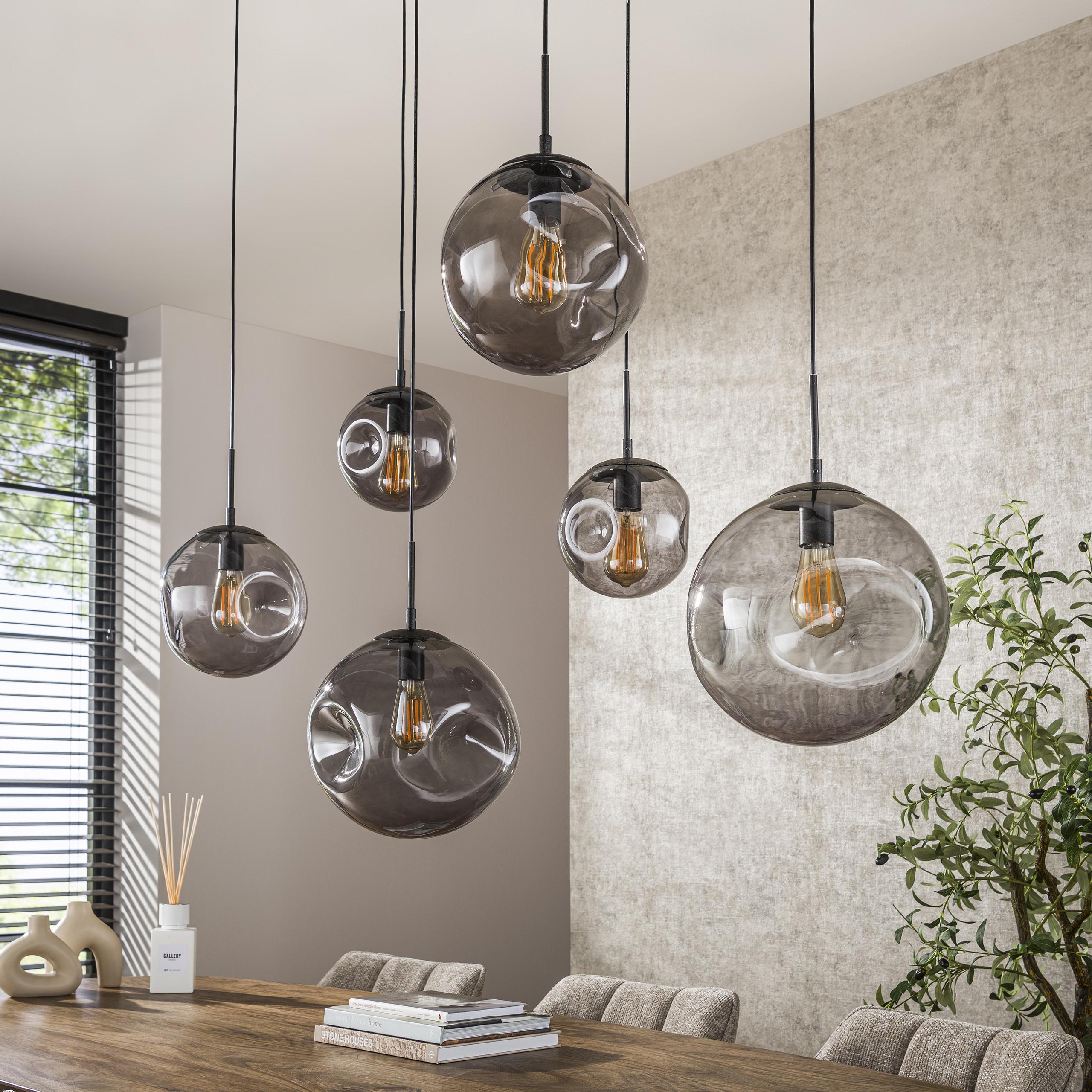 Lámpara colgante Stellar Black 6 luces - Negro ártico