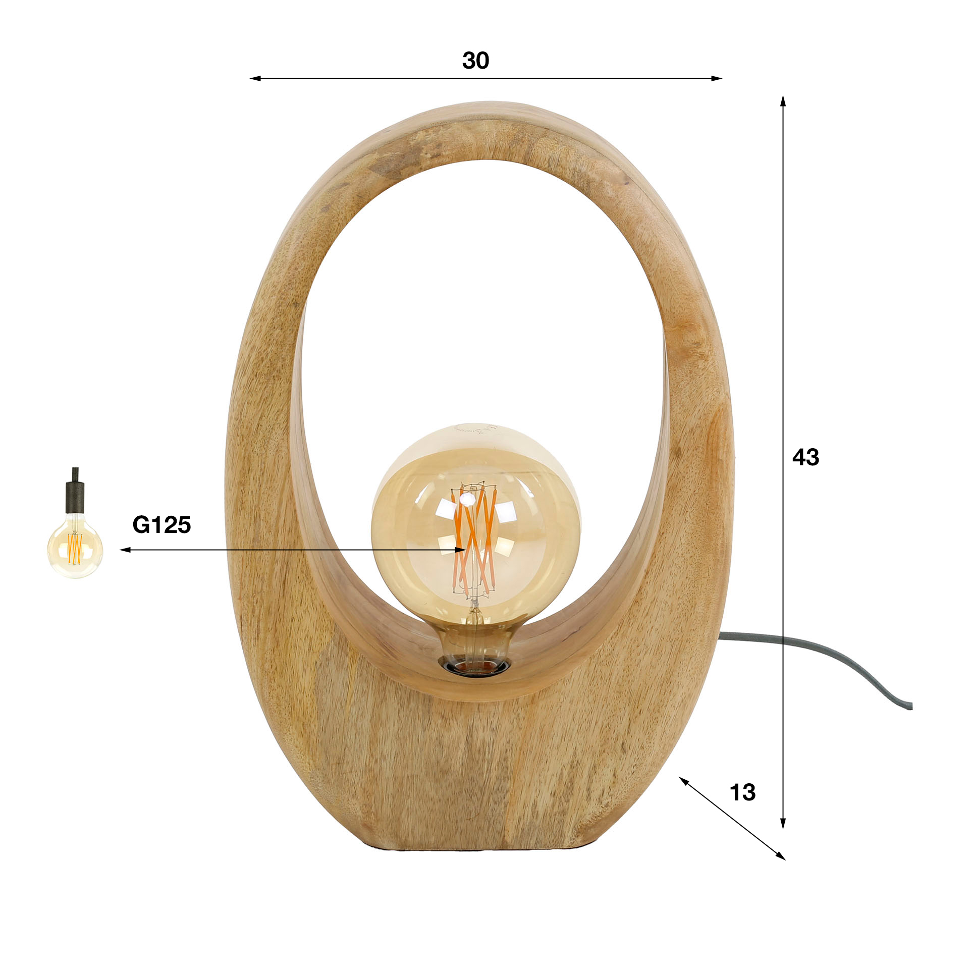 Lámpara de mesa 1L Arco madera L