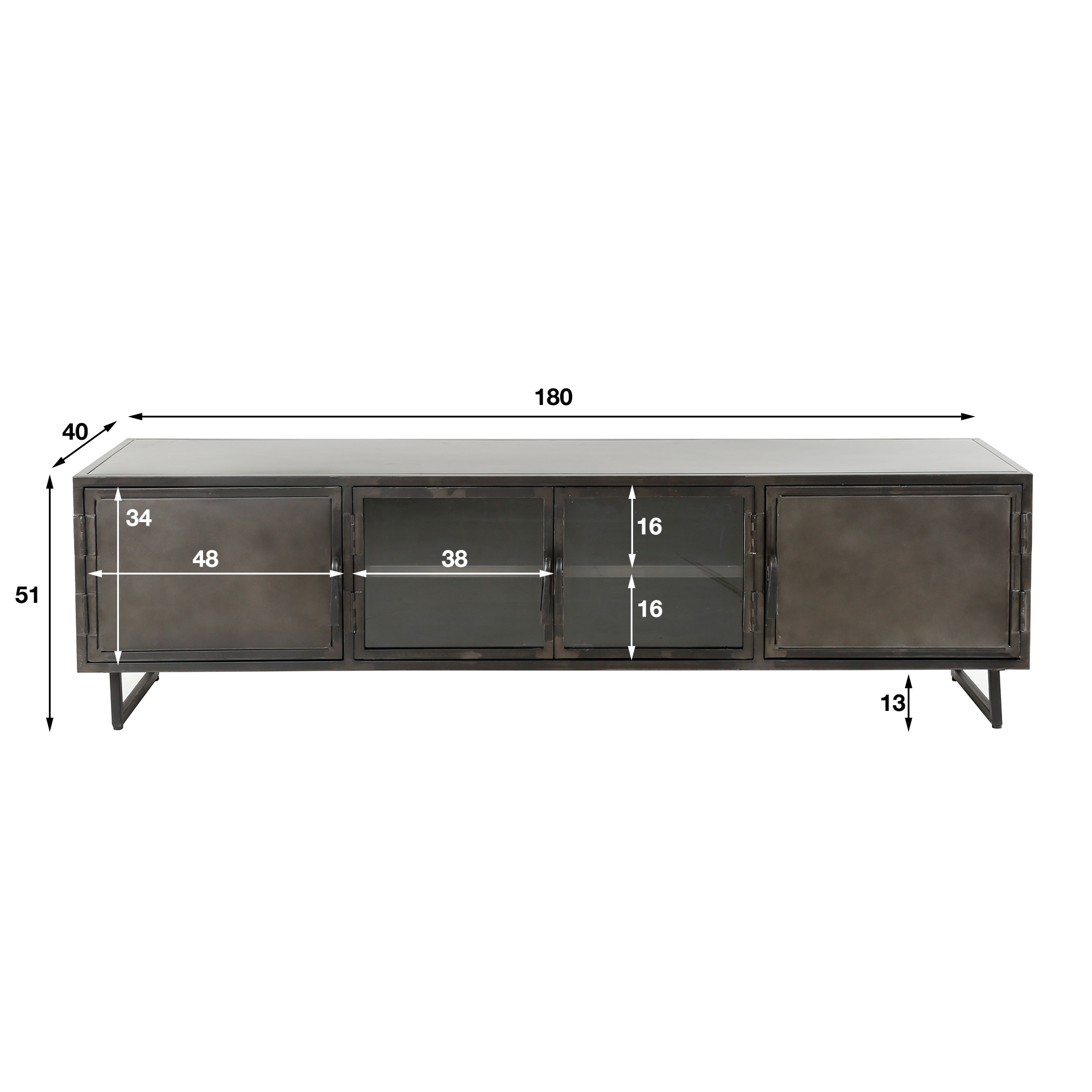 Mueble TV 180cm Rift metal / Gun metal