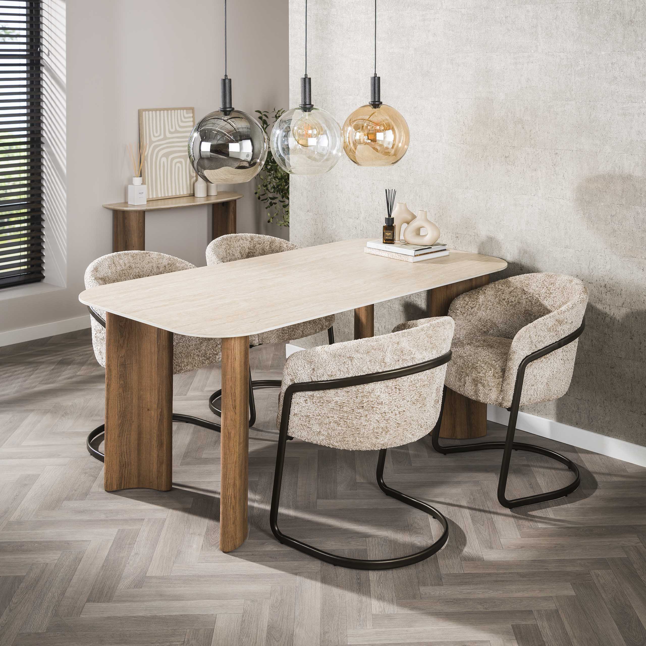 Romano Curvo dining table 180 cm - Ceramic travertine