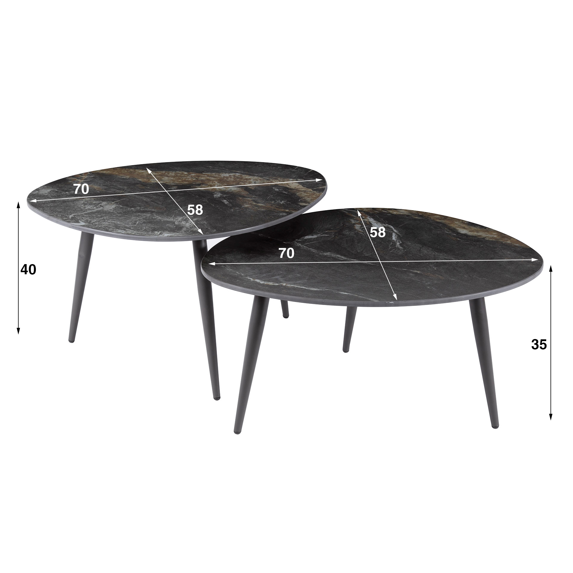 Mesa de centro Fossil organic - juego de 2 - Cerámica