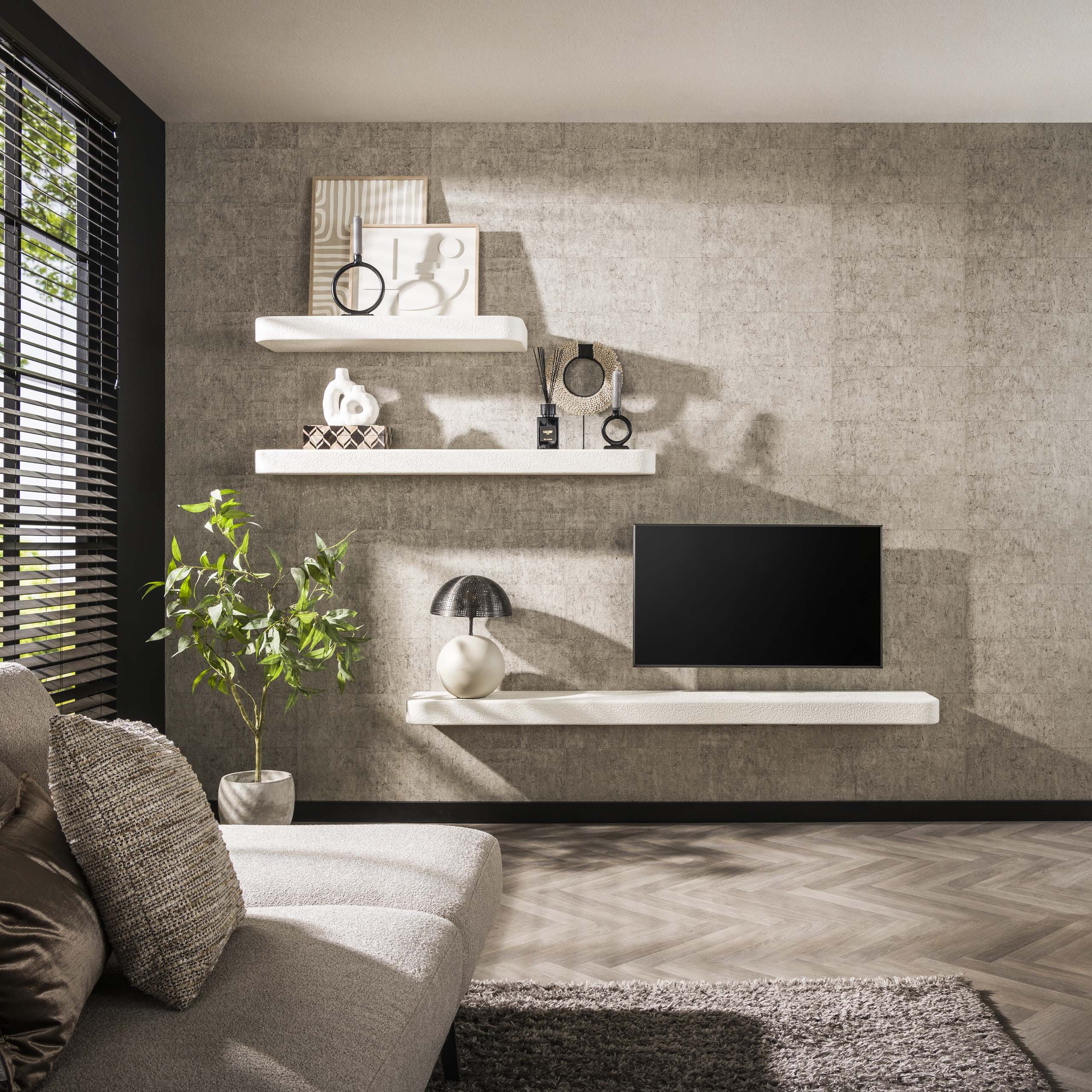 Estante de pared 200cm piedra / compuesto de mármol