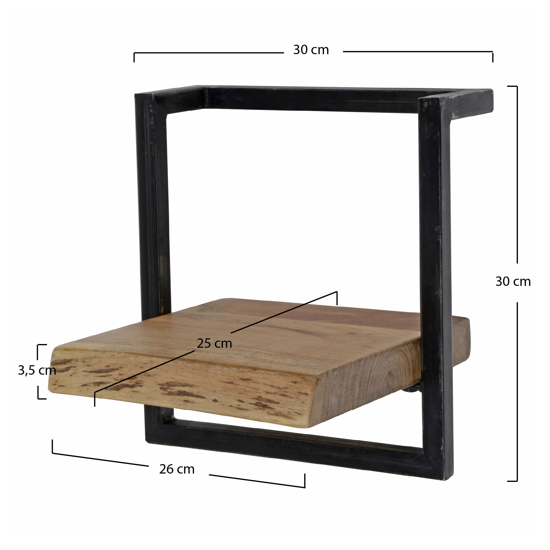 Estante de pared Edge Frame 30 cm - Acacia maciza