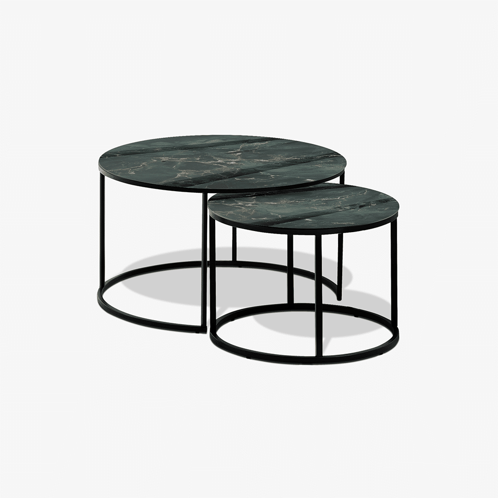Mesa de centro Negra - Mármol verde y dorado