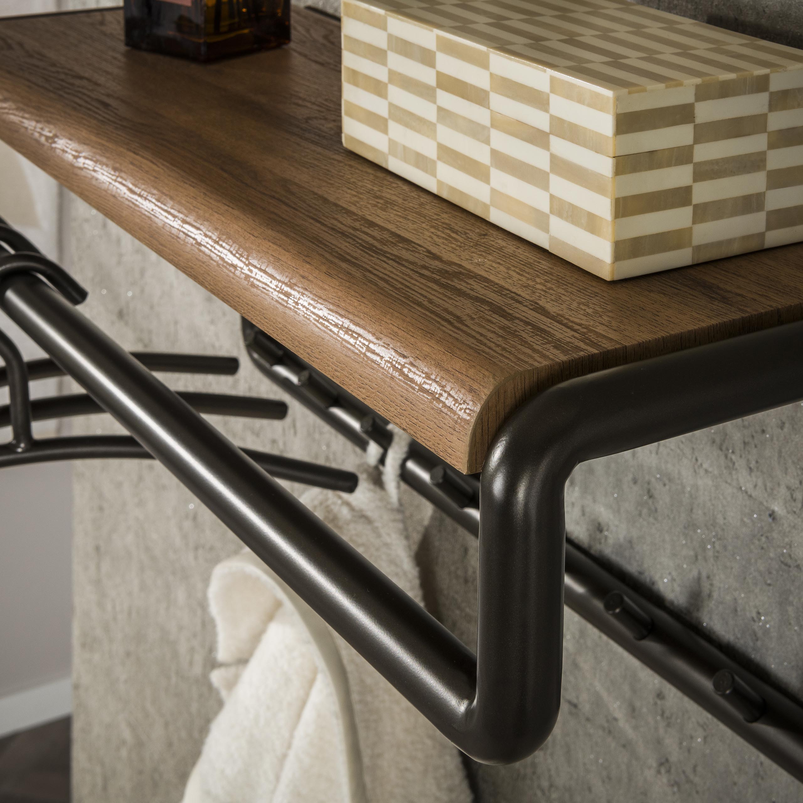 Perchero Luno barra y estante para sombreros 8 ganchos - Drift brown