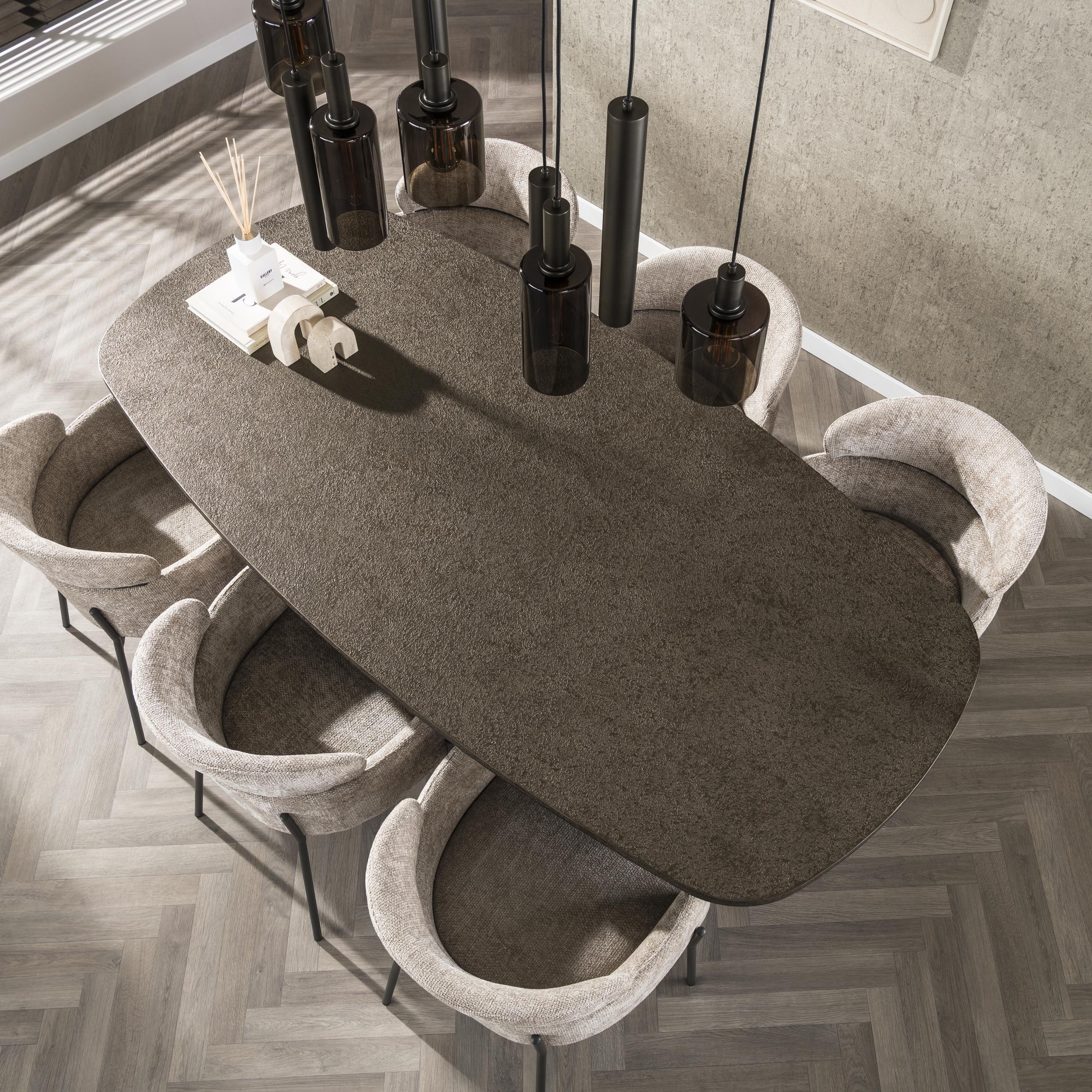 Mesa de comedor danesa ovalada Bronvik 215 cm - Metal líquido bronce