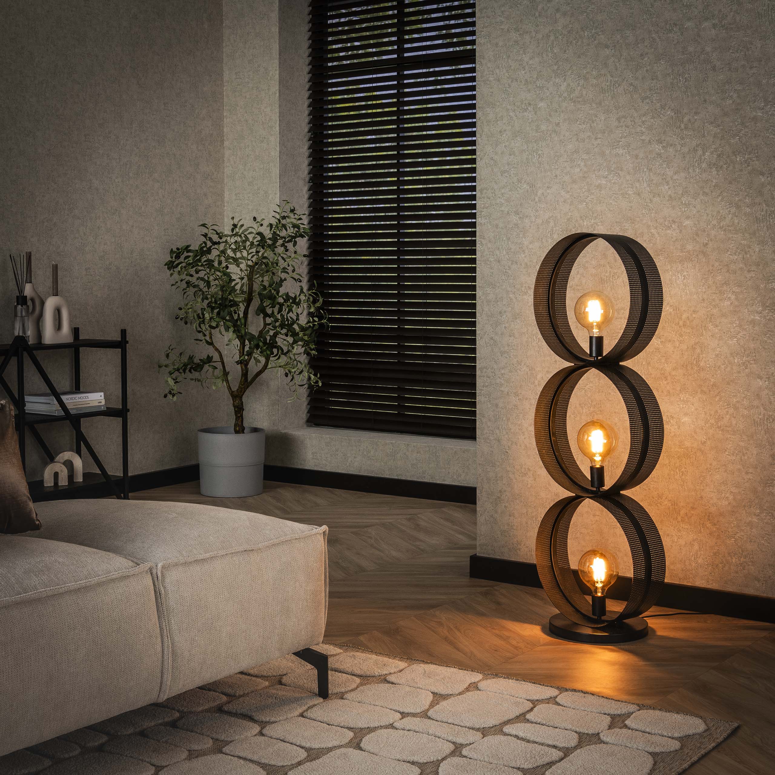 Floor lamp Ring Mesh 3-light - Charcoal