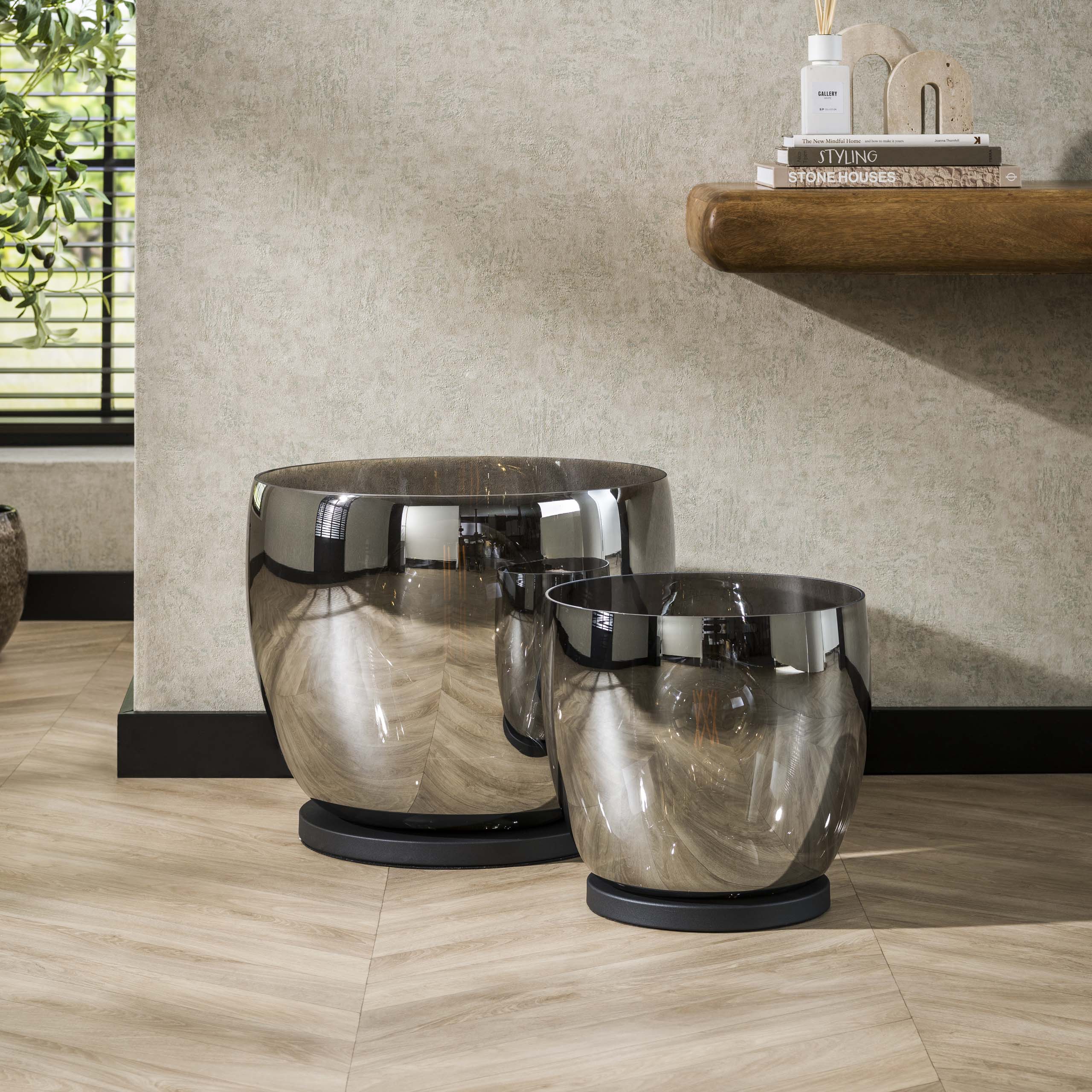 Lámpara de pie UP XXL 1 luz - Vidrio gris humo