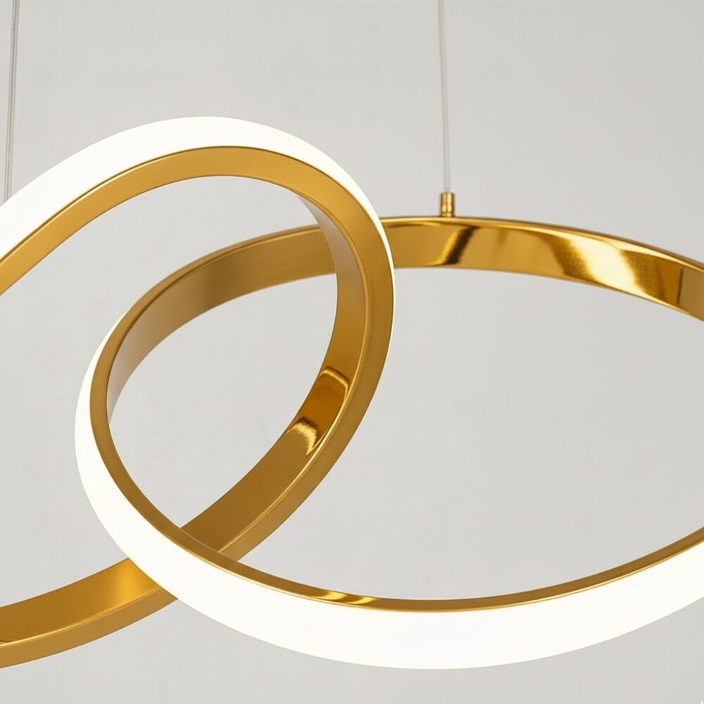 Lámpara colgante Aurora – Diseño 5 aros Oro 120 cm