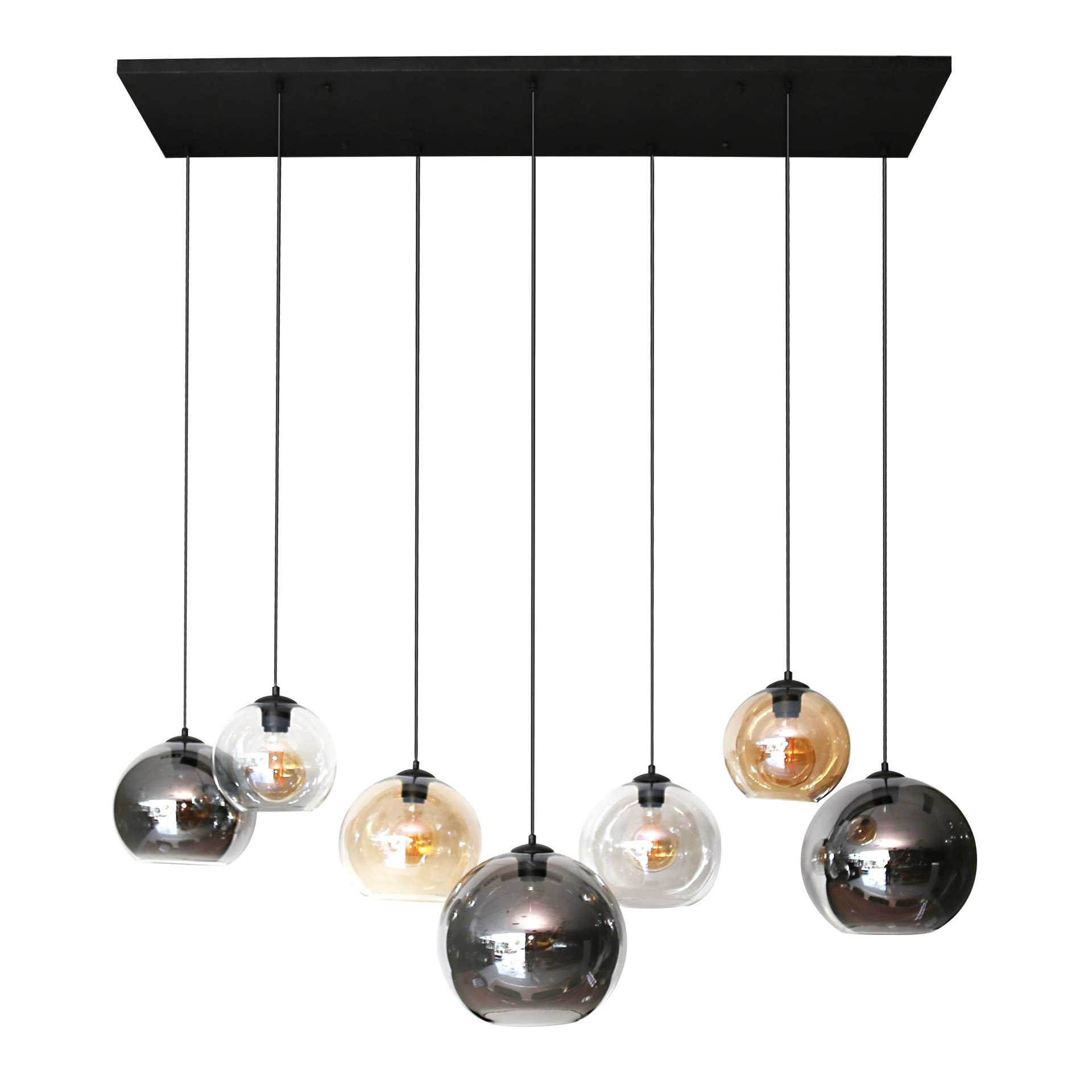 Hanging lamp 4+3 multi globe XL / Artic black