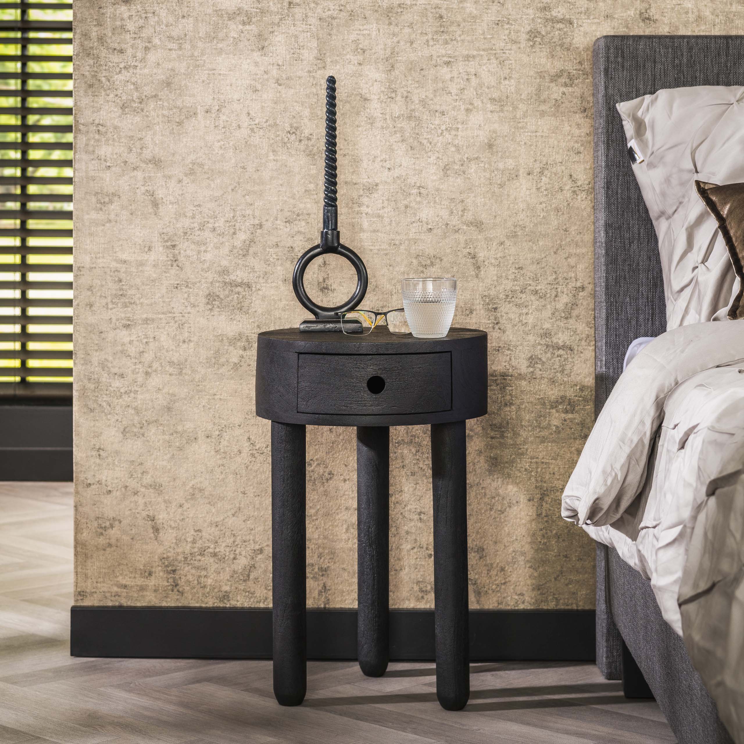 Mesita de noche Full Wood 1 cajón - Acacia maciza negra