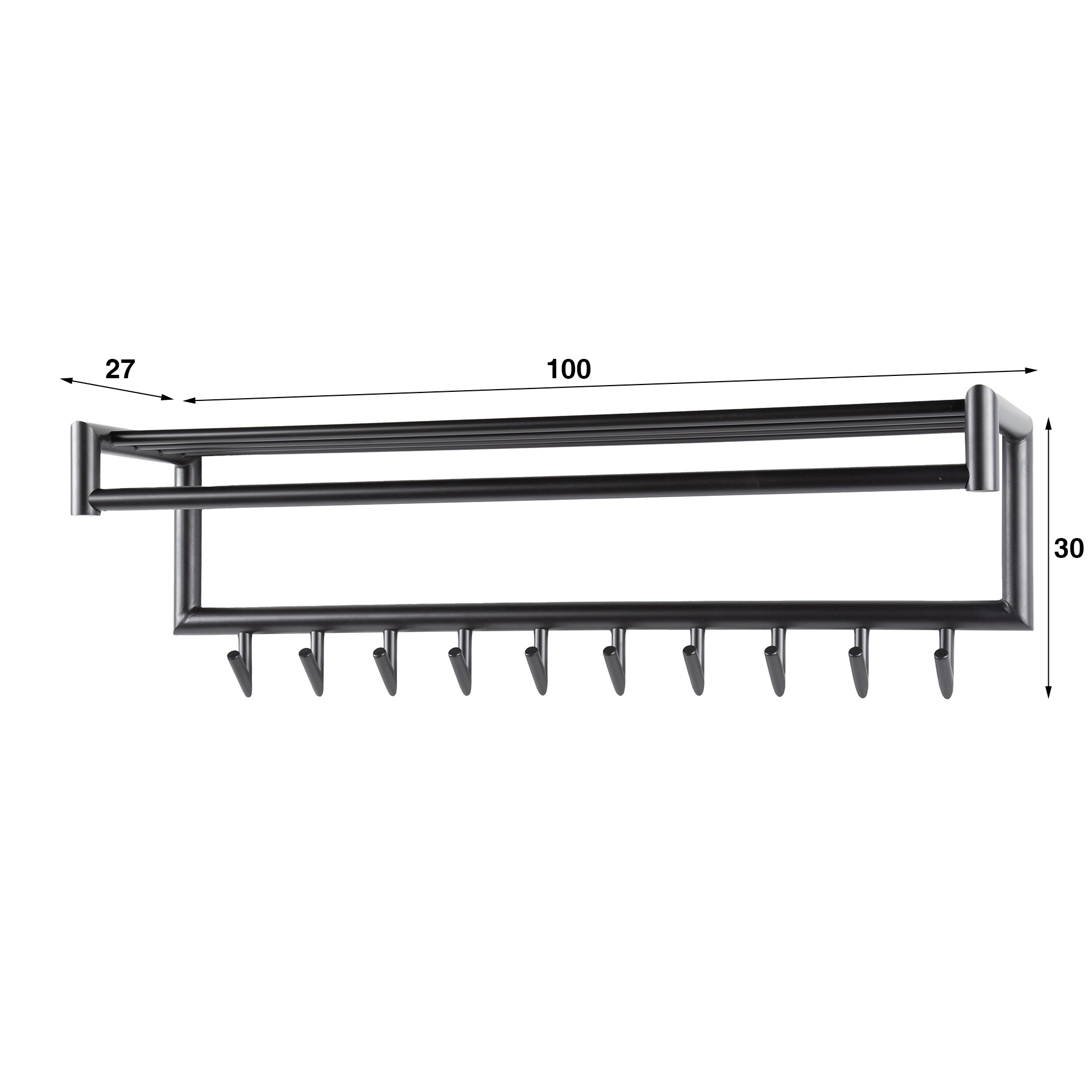 Perchero Tubo varilla + estante para sombreros 10 ganchos - Gris oscuro mate