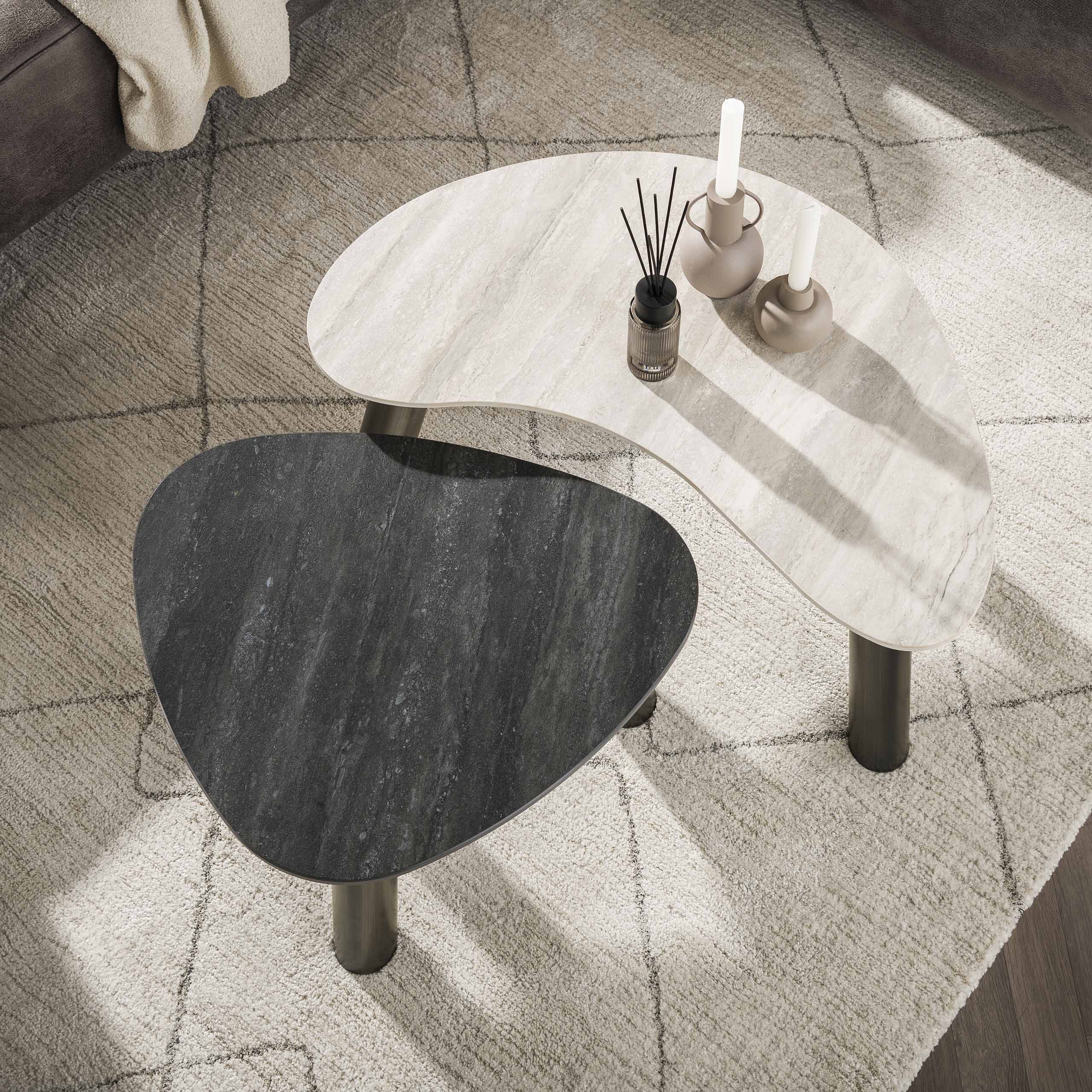 Mesa de centro Twin organic - Set 2 - Travertino negro/gris