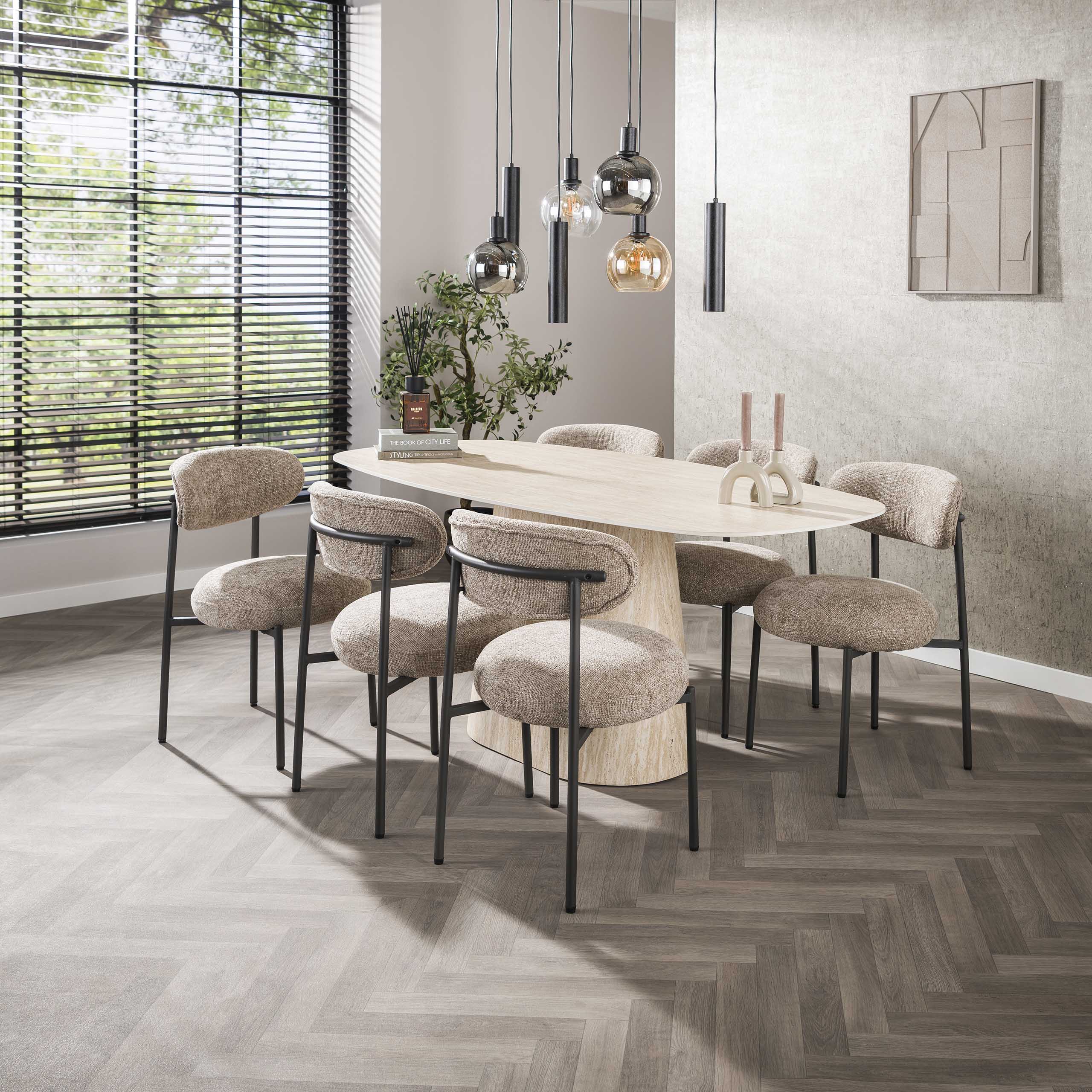 Mesa de comedor Centro Danish ovalada 180 cm - Cerámica travertino