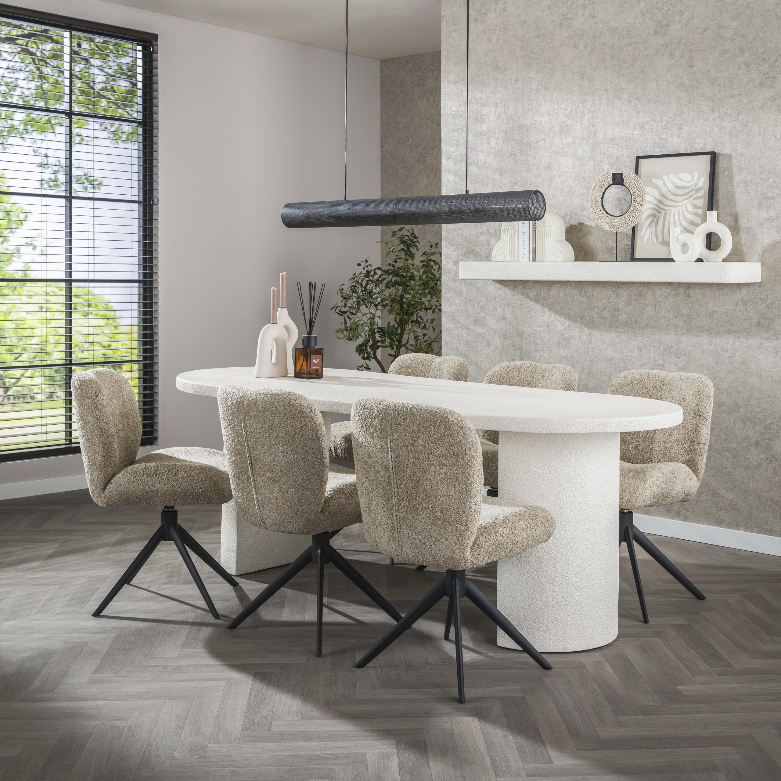 Mesa de comedor arco piedra 215x90cm / Compuesto de mármol