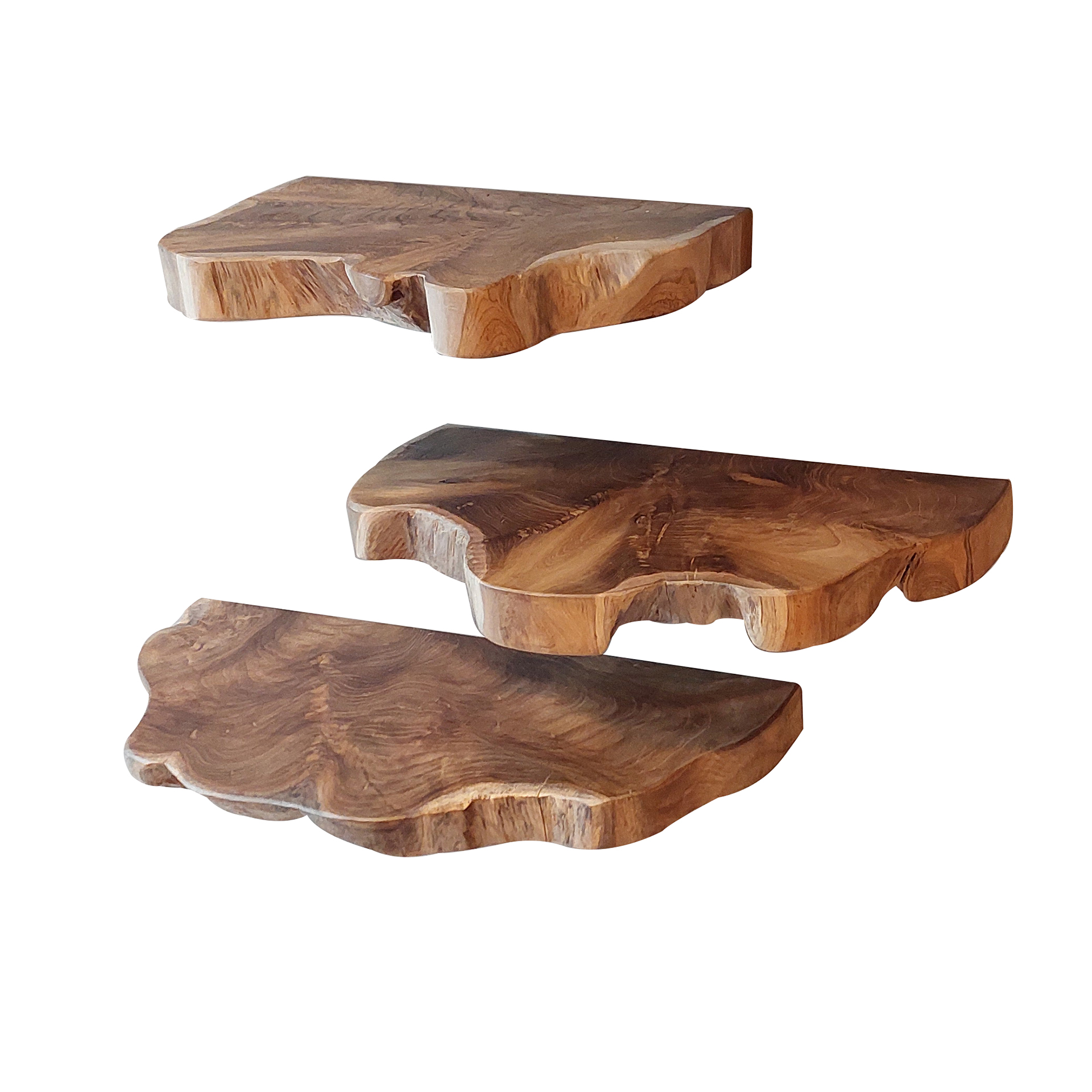 Estante de pared natural line set/3 / Madera maciza de teca reciclada