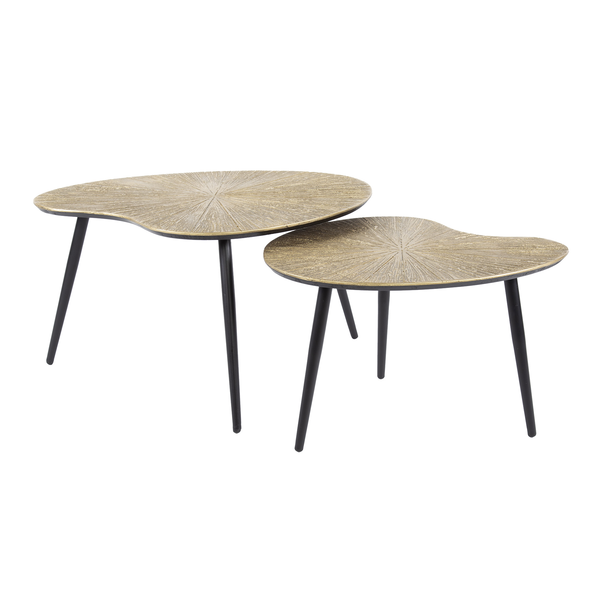 Mesa de centro Ray en forma de riñón - juego de 2 - oro antiguo