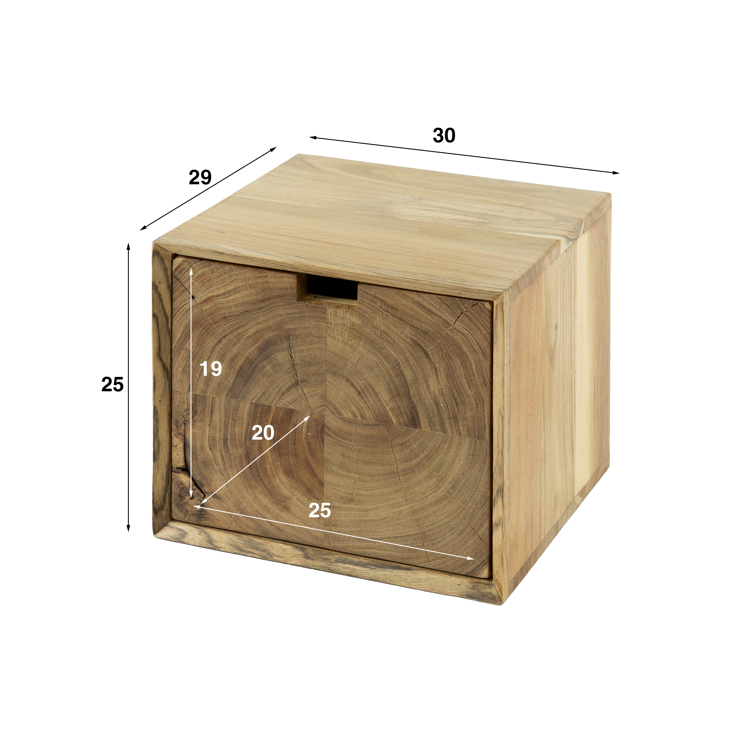 Mesita de noche Block flotante 1 cajón - Acacia maciza