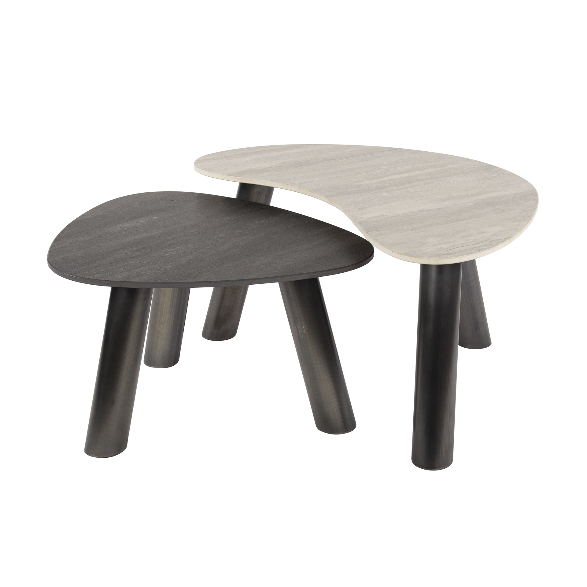 Mesa de centro Twin organic - Set 2 - Travertino negro/gris