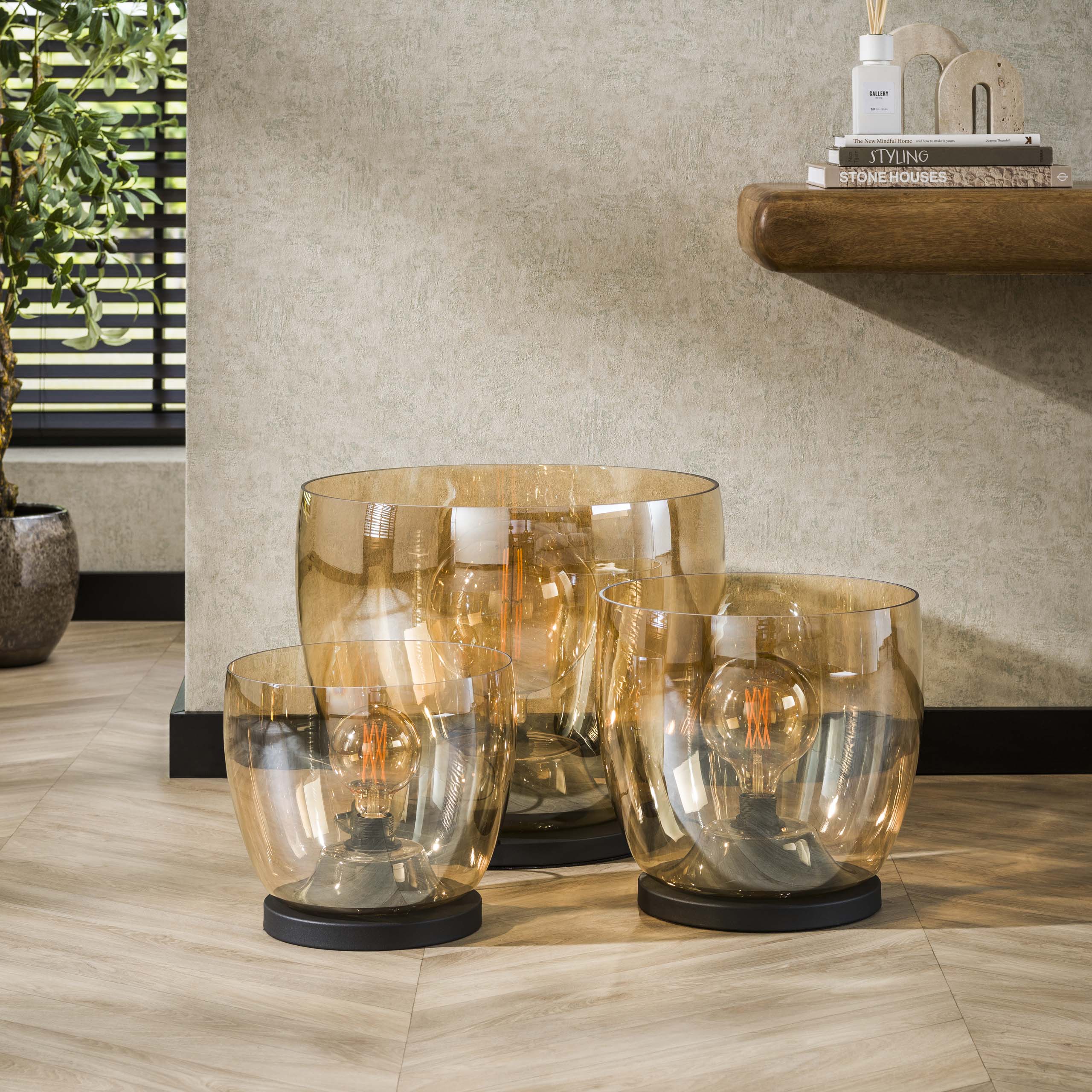Lámpara de pie UP XXL 1 luz - Vidrio ámbar