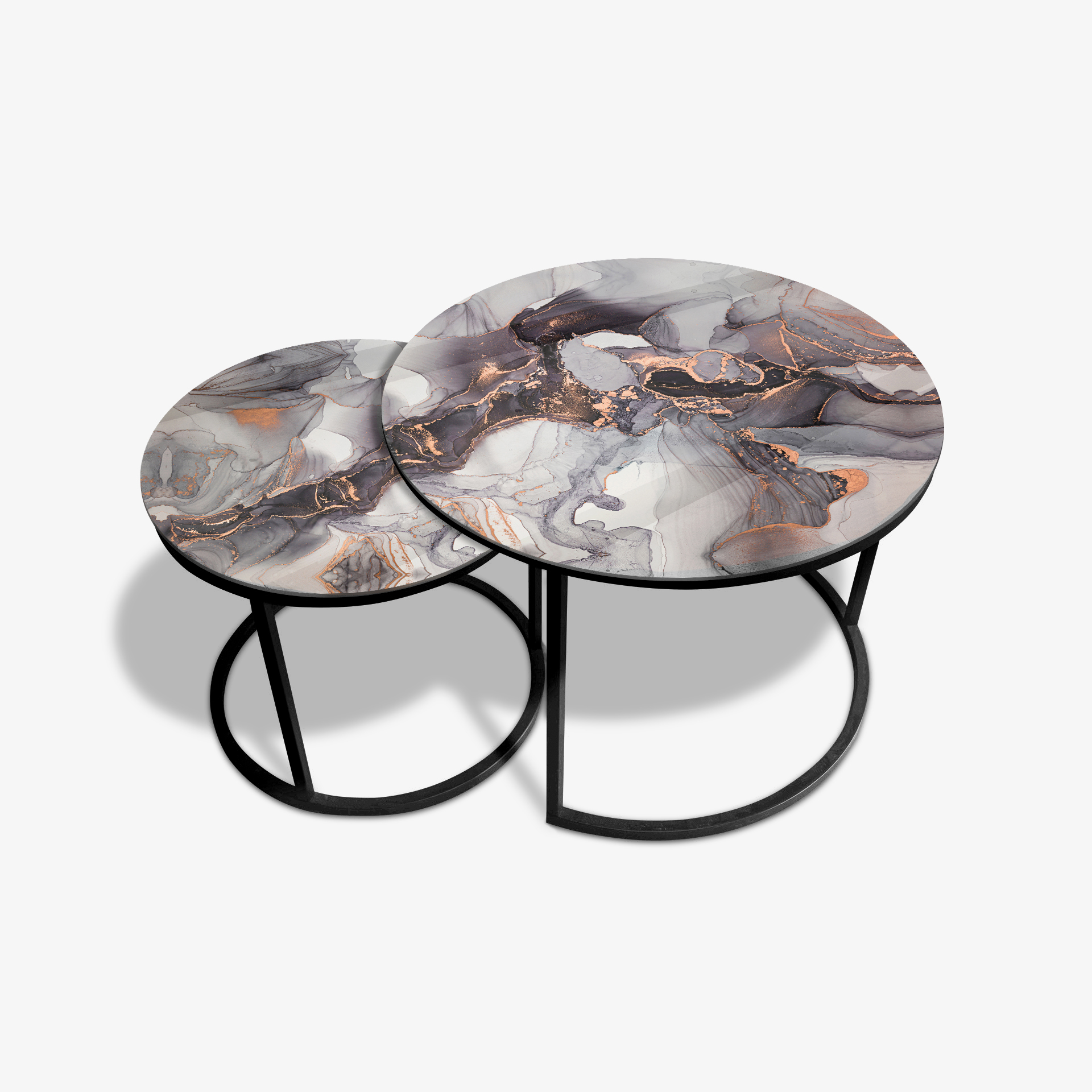 Coffee table Black - Gray & Gold Abstract Marble