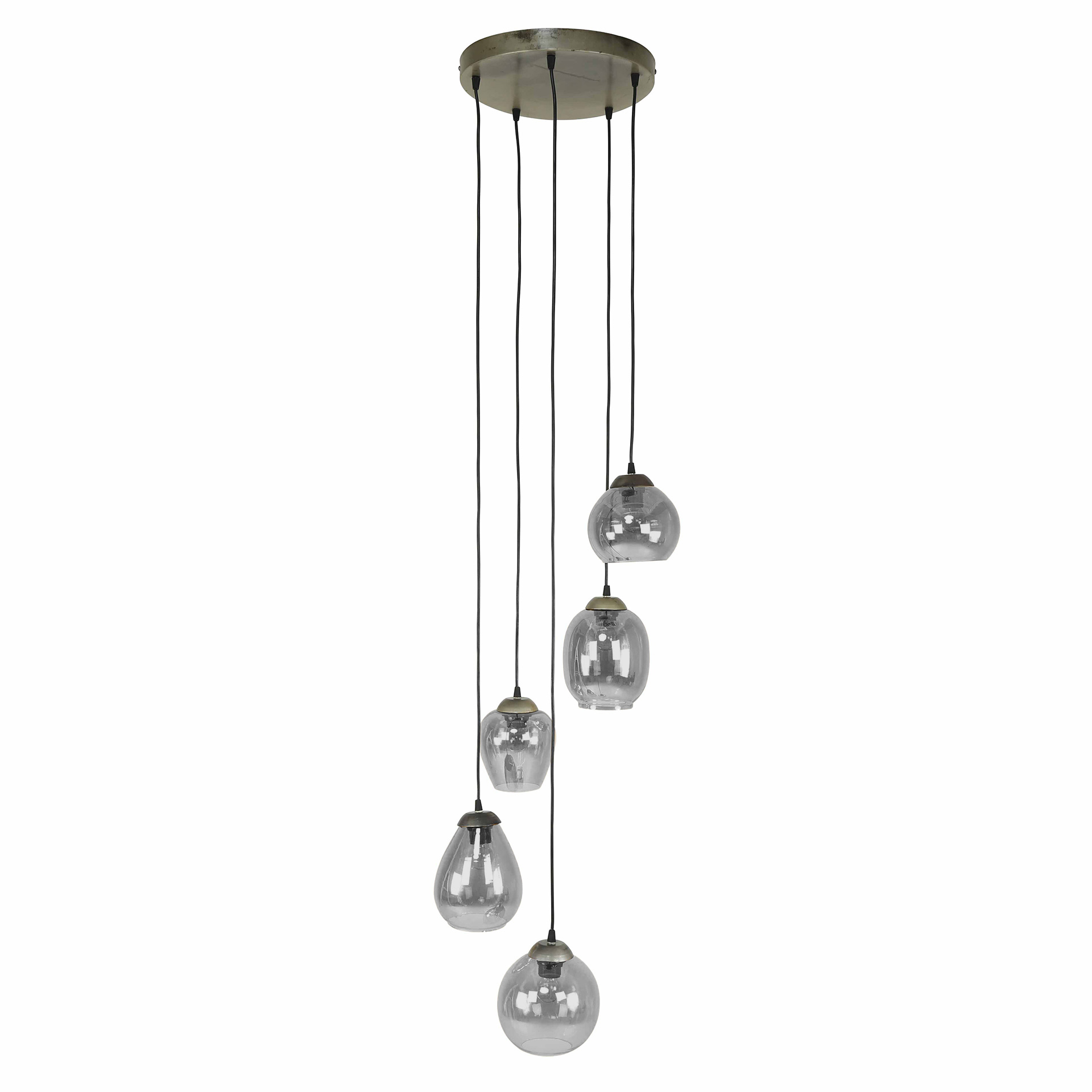 Lámpara colgante 5L escalonada mix/Cristal cromado