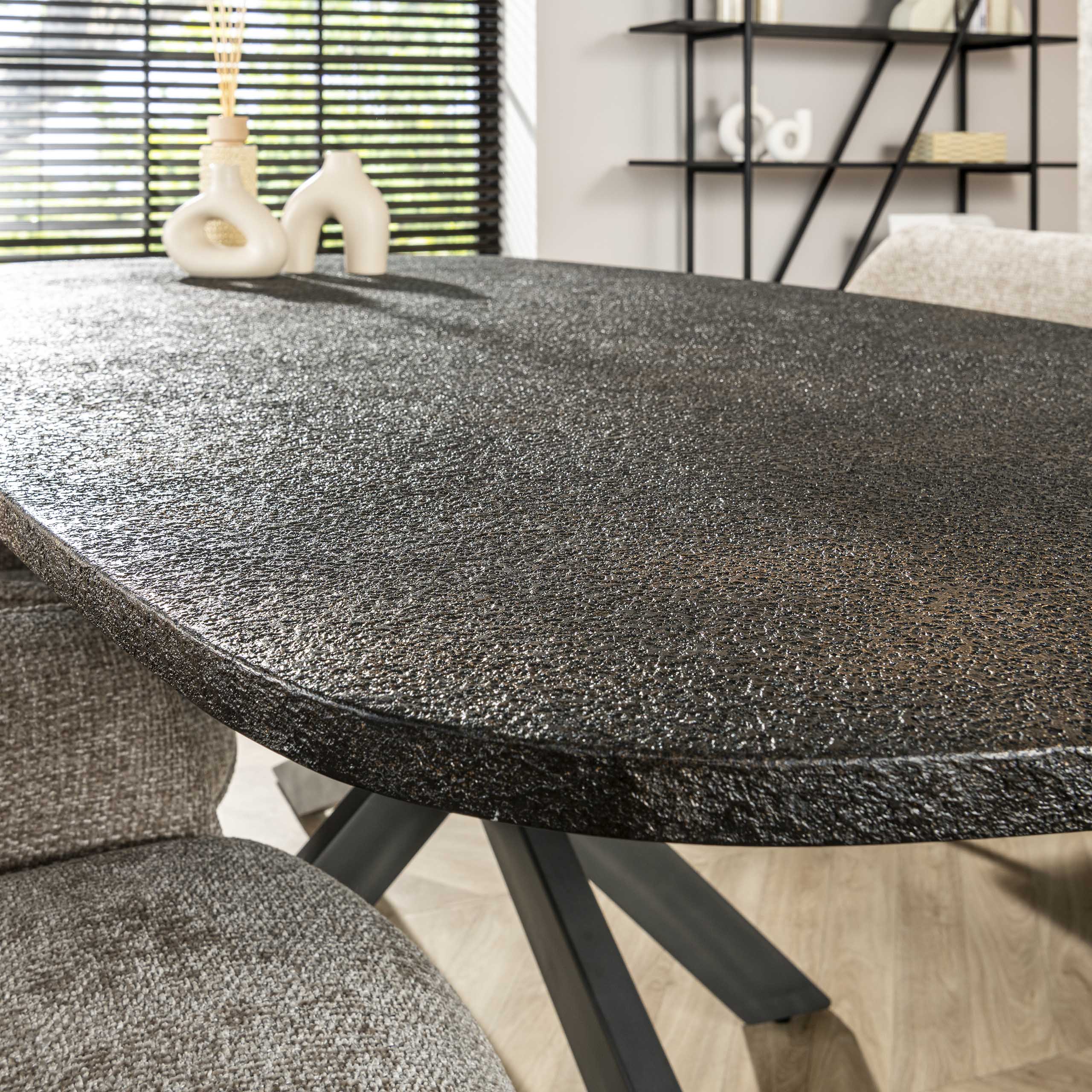 Mesa de comedor ovalada danesa metálica 215 cm - Gris