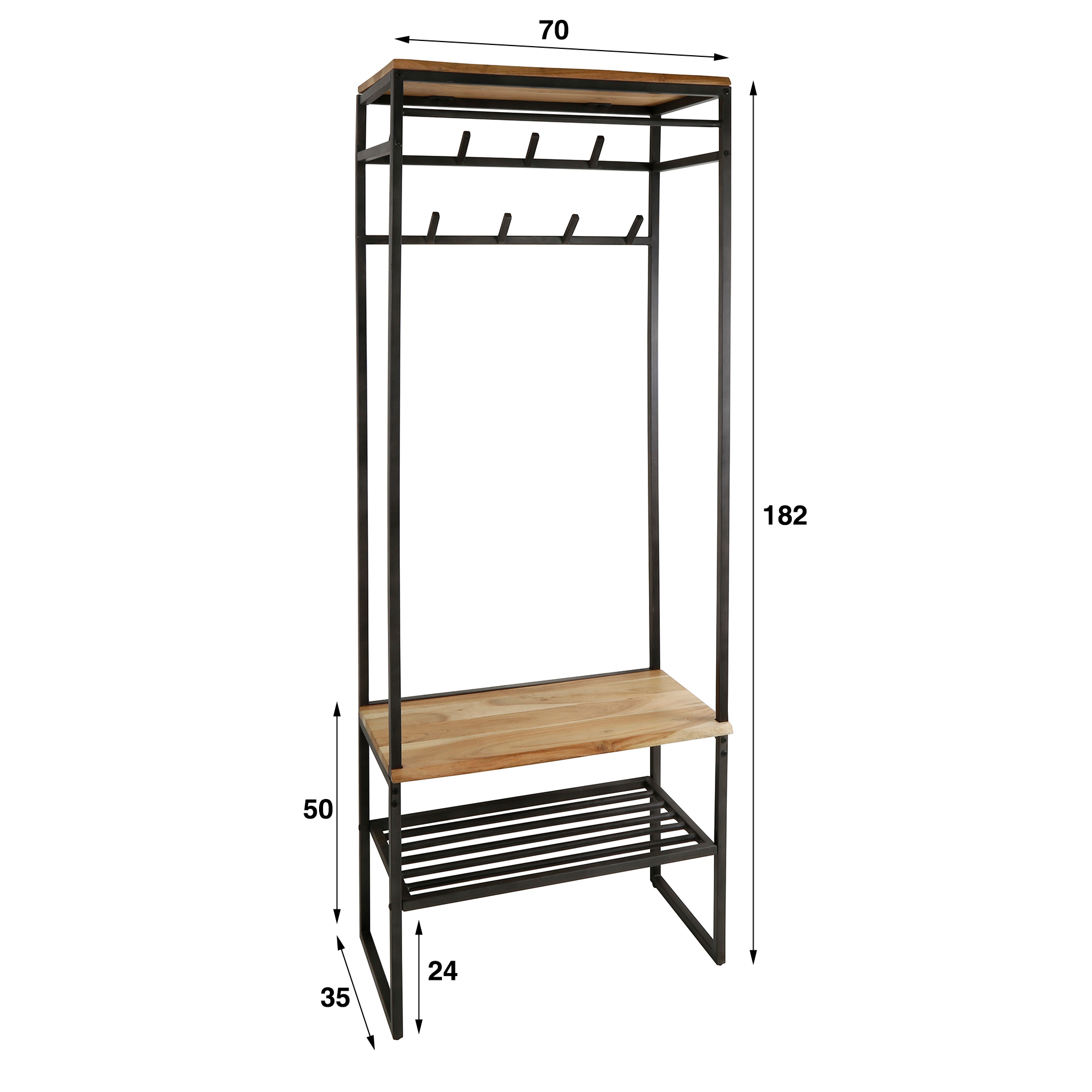 Borde de barra para mueble de armario / Acacia maciza natural