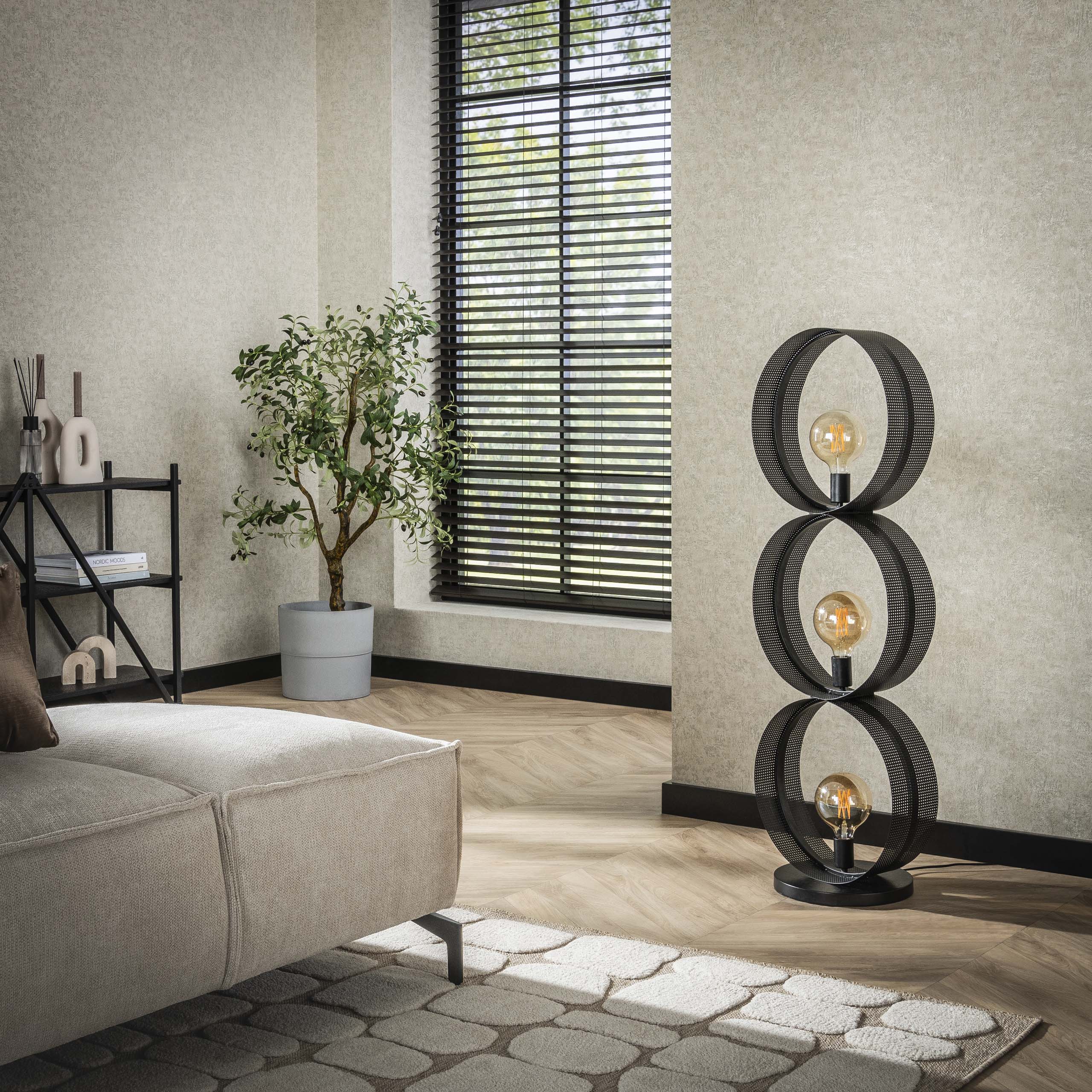 Floor lamp Ring Mesh 3-light - Charcoal