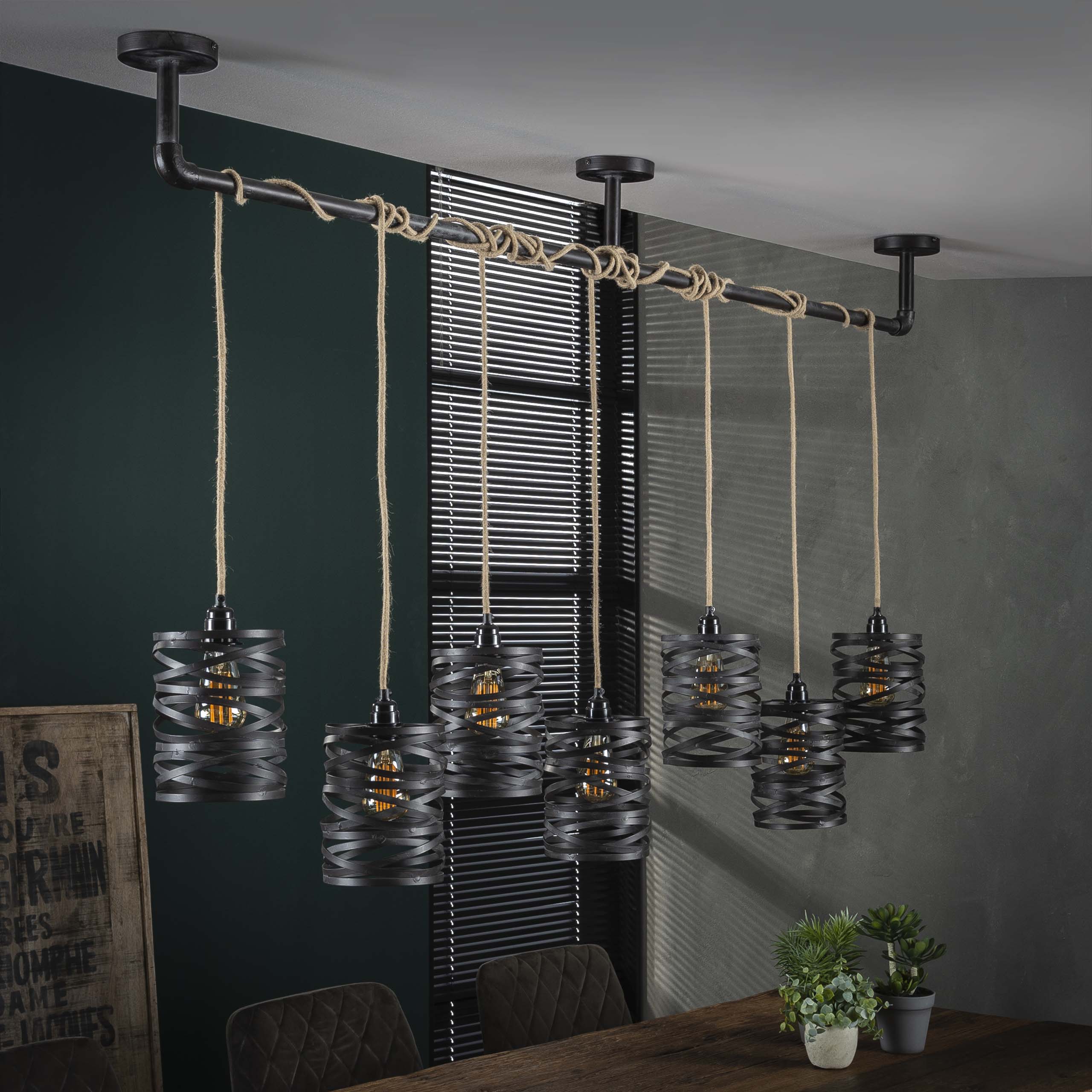 Hanging lamp 7L twist wrap XL / Slate gray