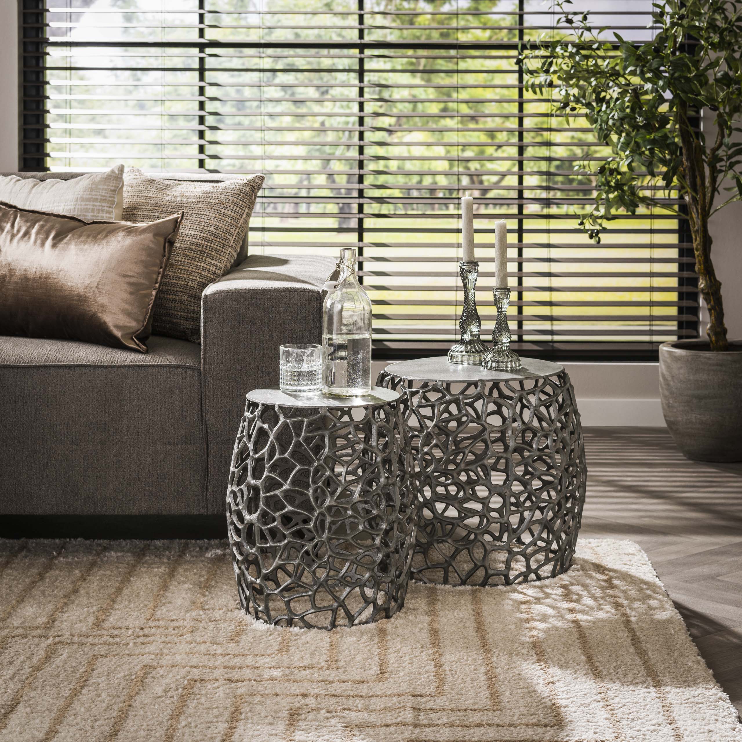 Juego de 2 mesas auxiliares Maze - Níquel negro