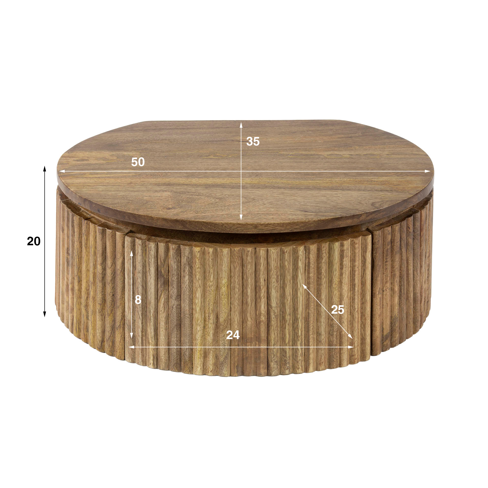 Mesita de noche Wave round - Mango macizo arena
