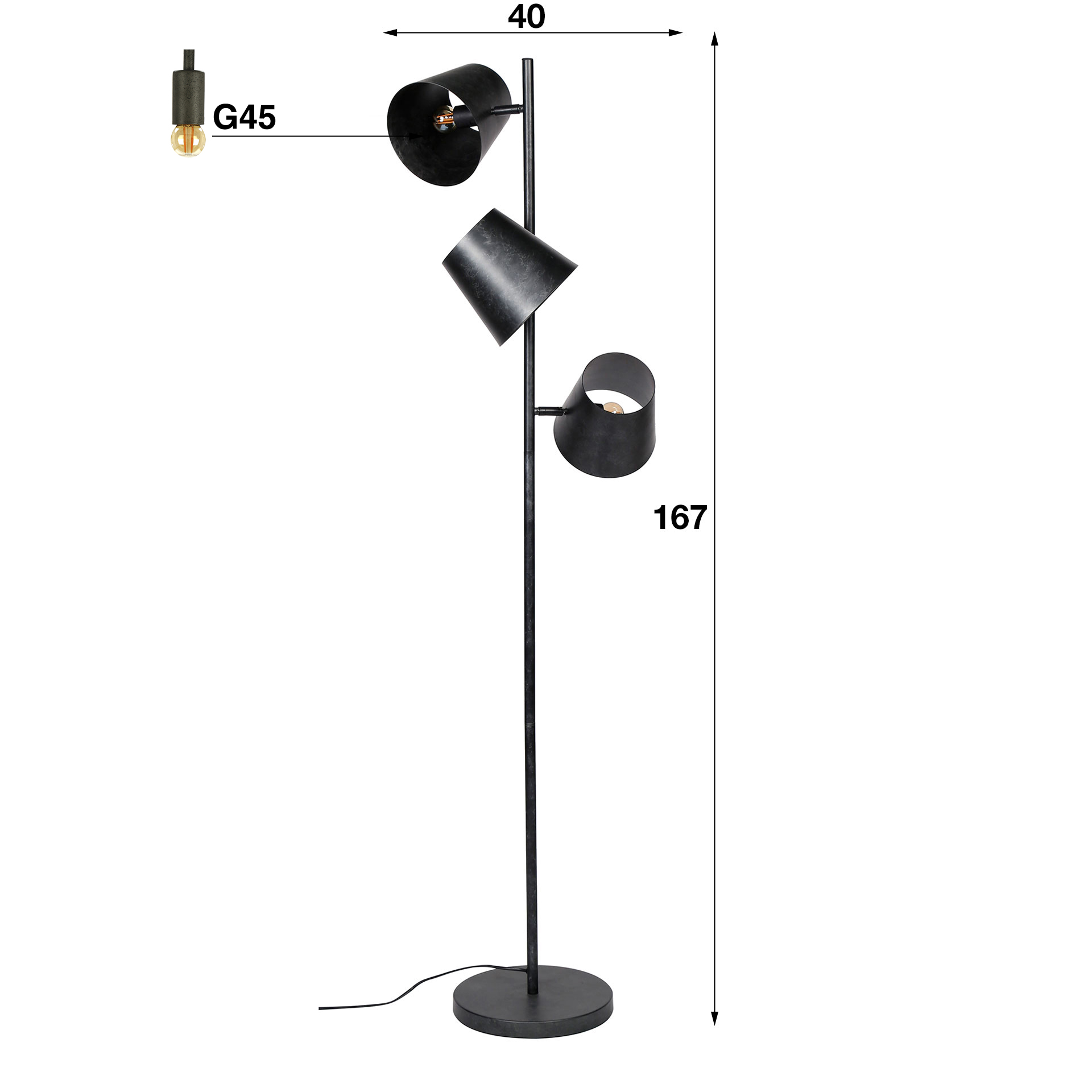 Floor lamp Kinetic 3-light - Charcoal