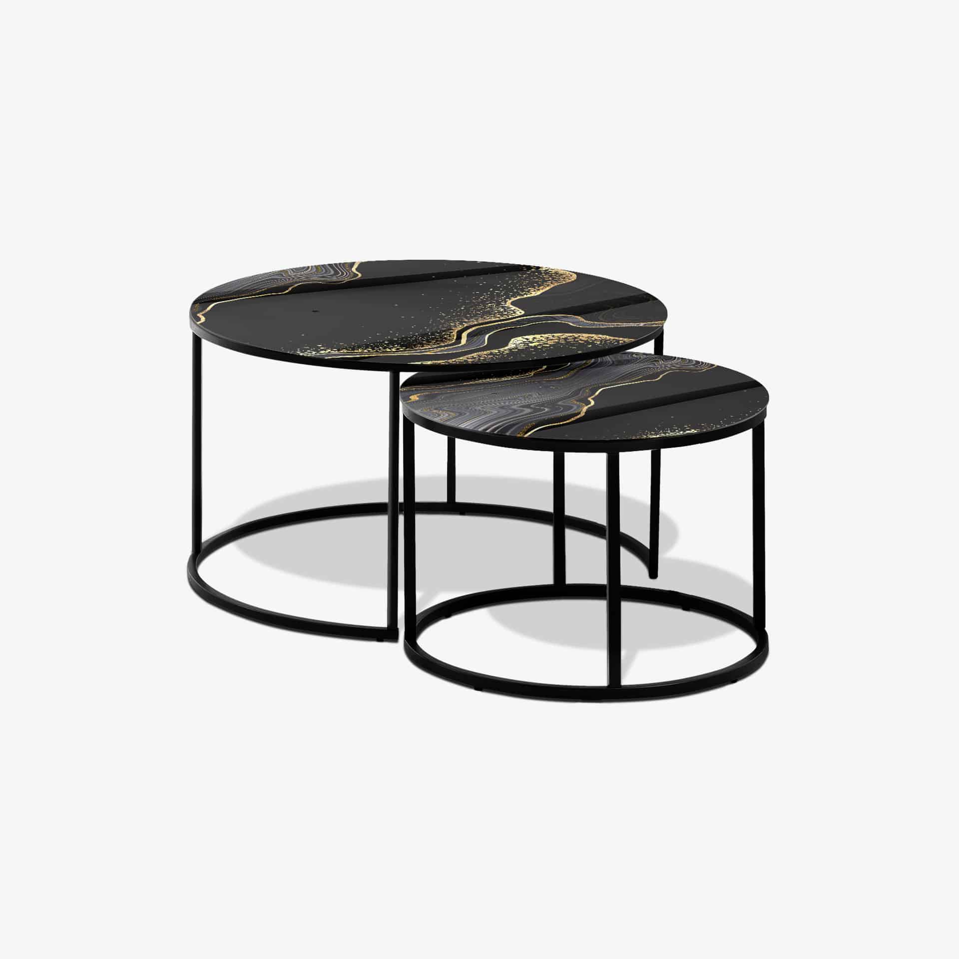 Mesa de centro Negra - Piedra Negra y Dorada