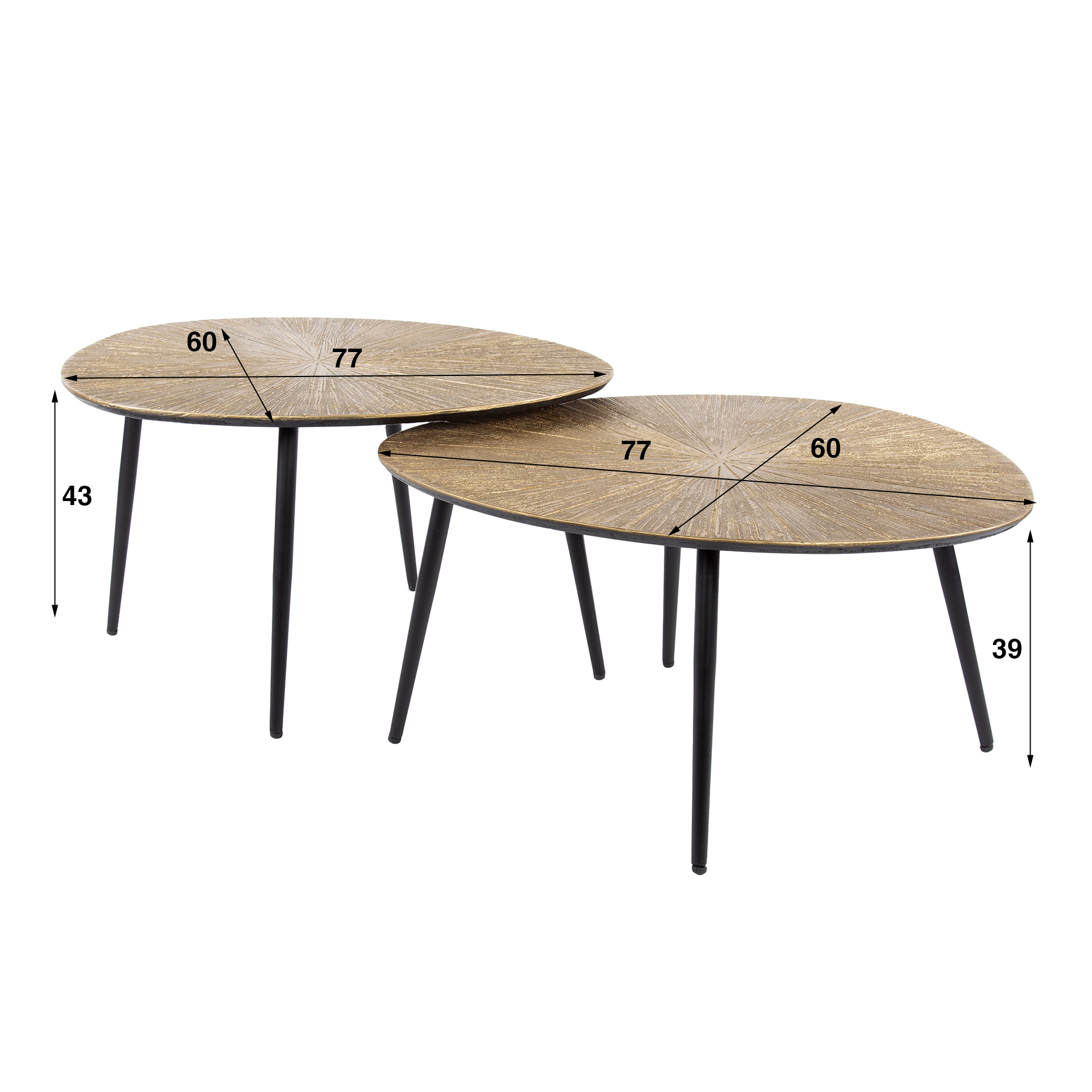Mesa de centro Ray organic - Juego de 2 - Oro antiguo