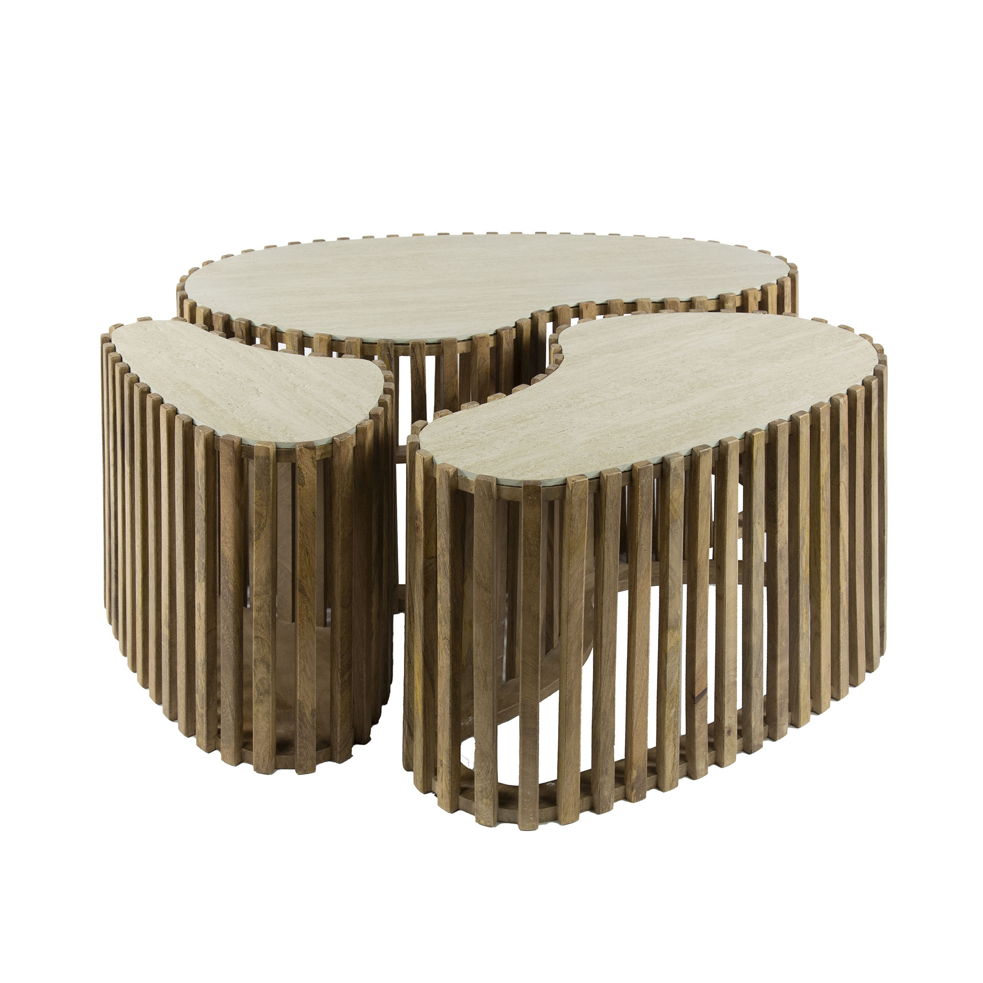 Mesa de centro Nuovo en forma de riñón juego de 3 - Mango macizo arena