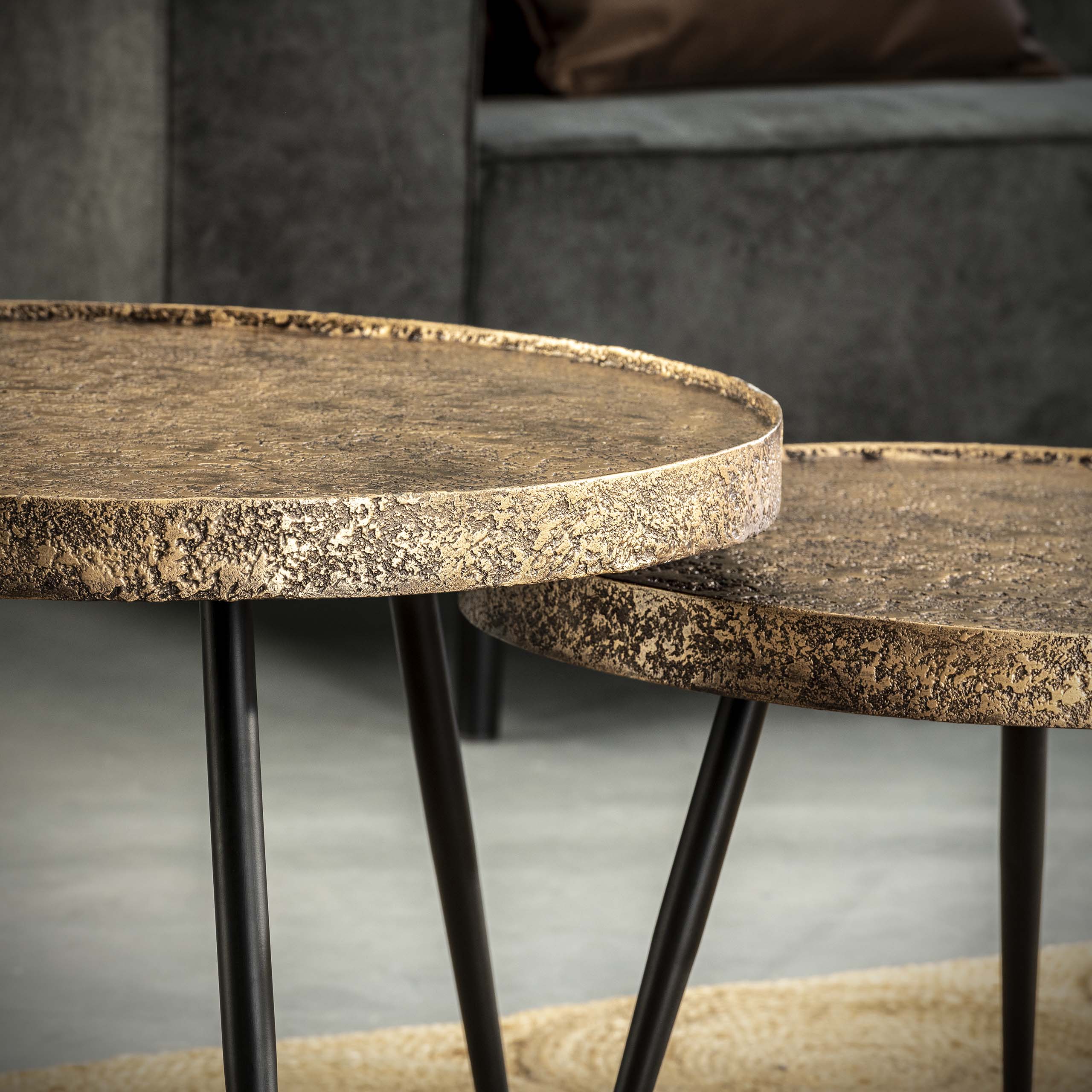 Mesa de centro Acier oro Ø55 juego/2