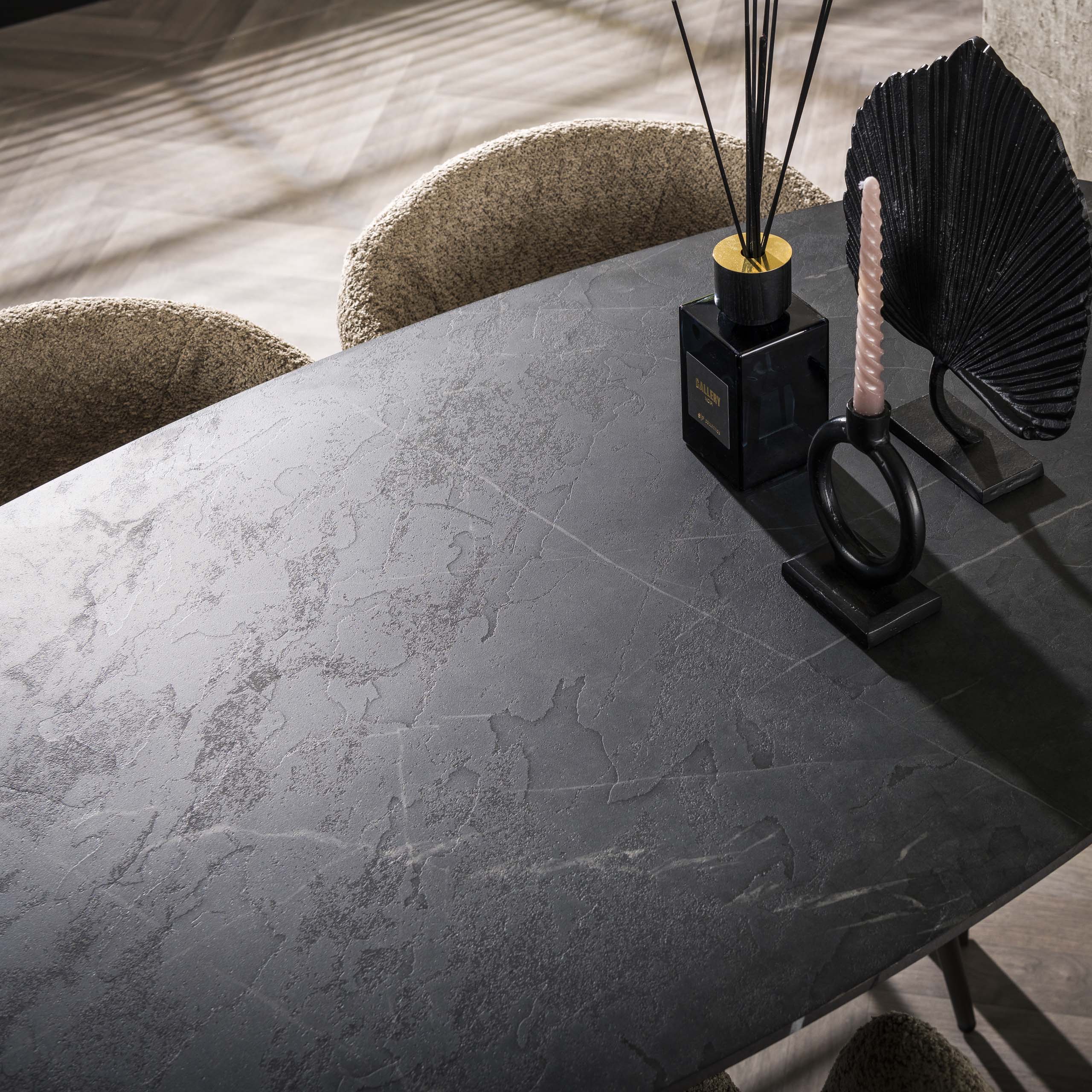 Mesa alta Onyx ovalada danesa 140 cm - Melamina grafito 3D