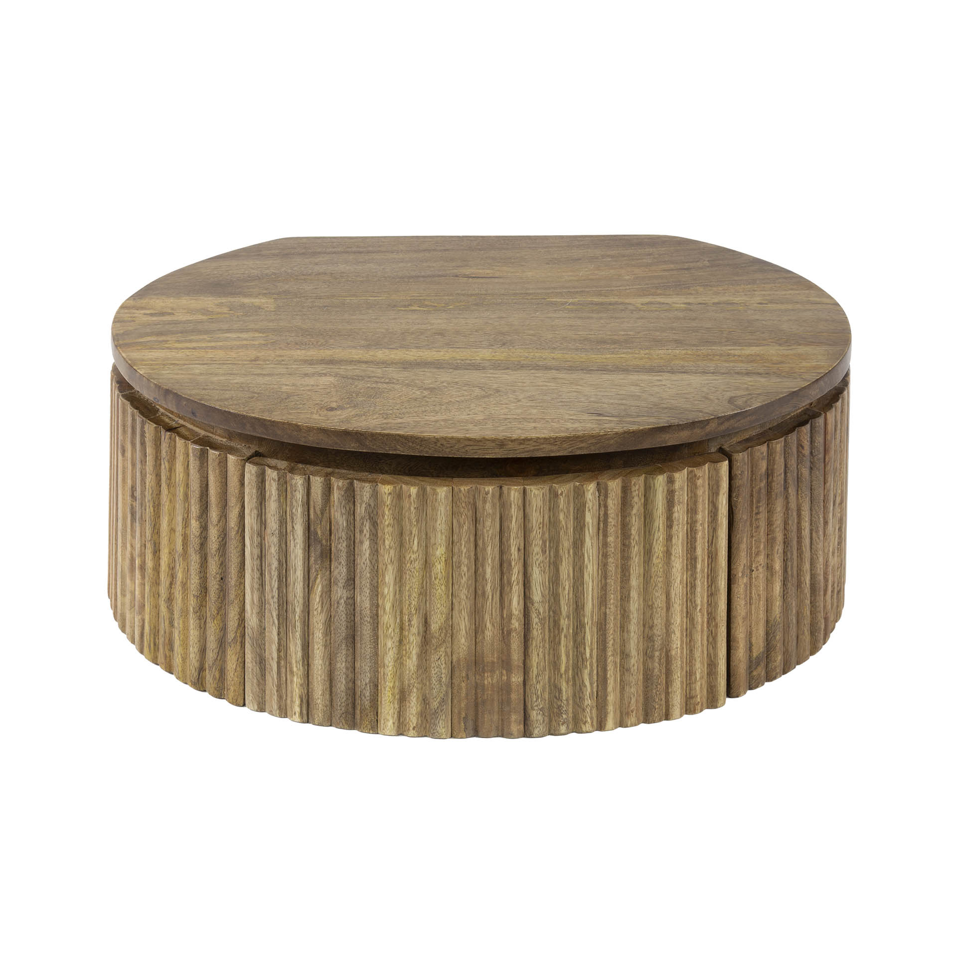 Mesita de noche Wave round - Mango macizo arena