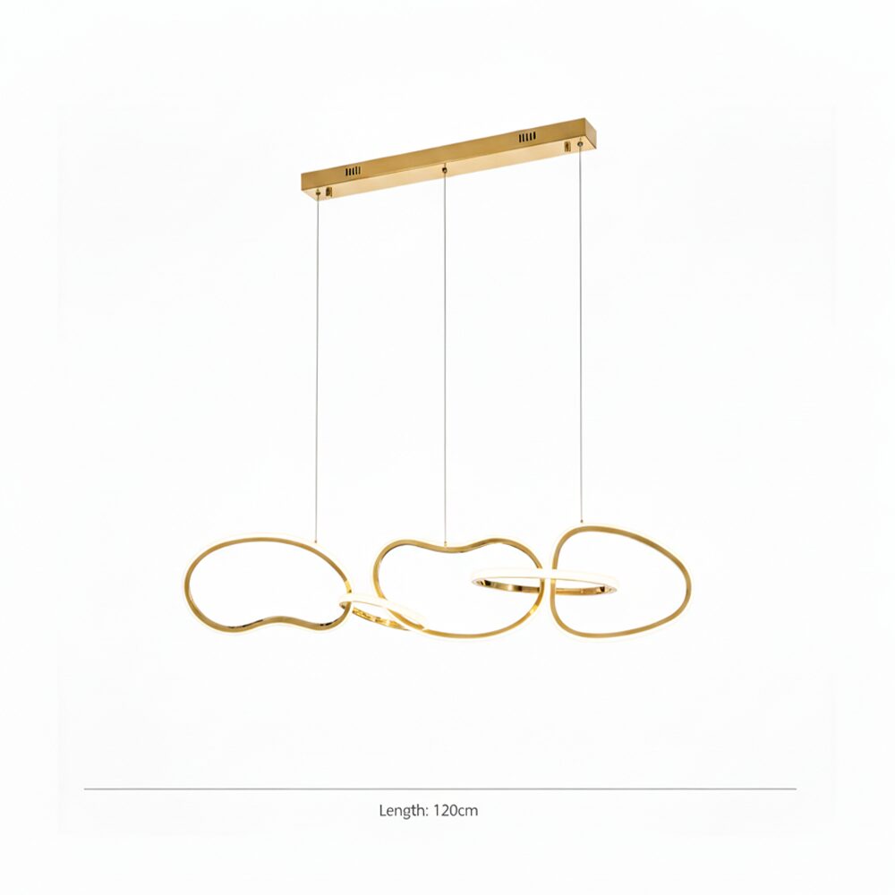 Lámpara colgante Aurora – Diseño 5 aros Oro 120 cm