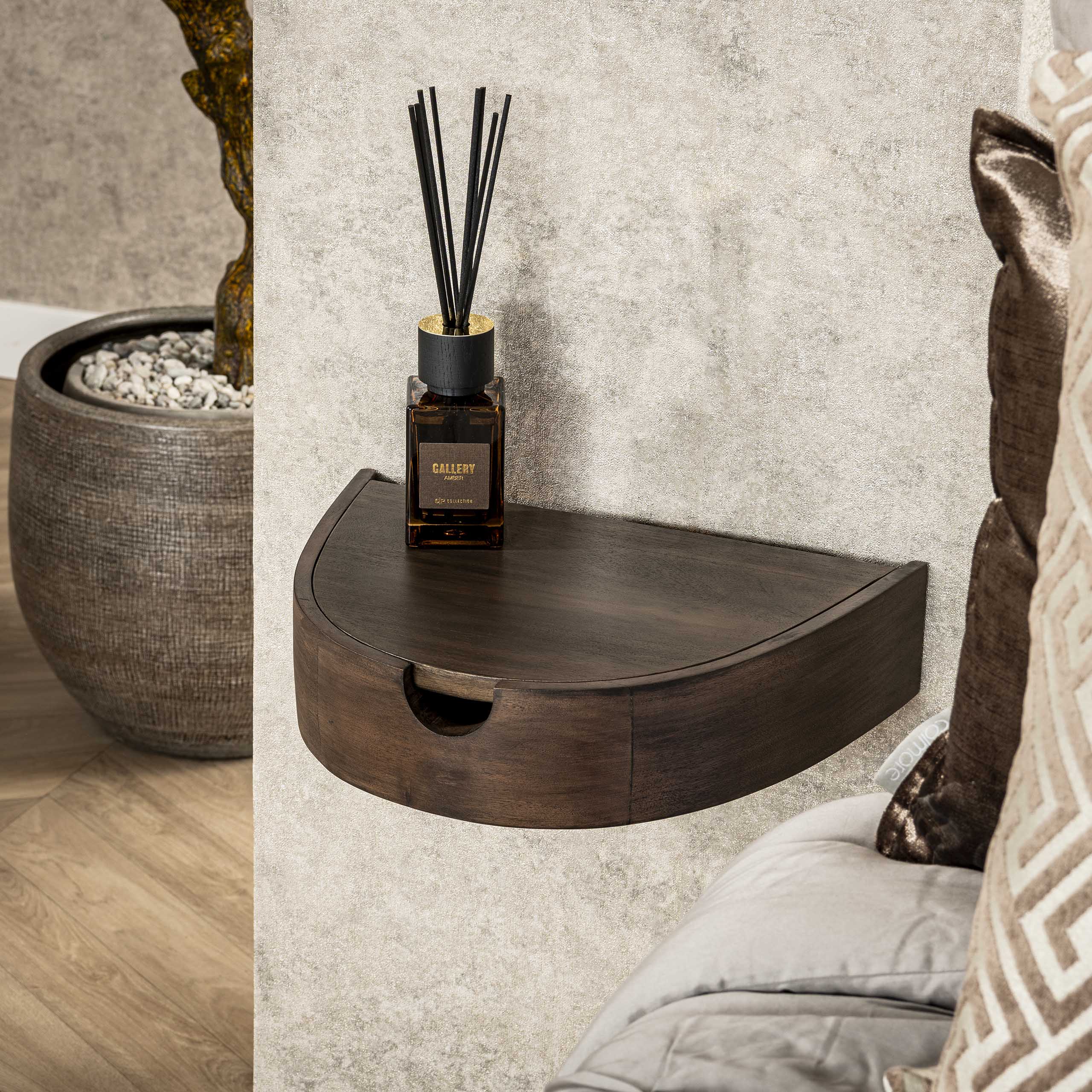 Mesita de noche Cove flotante 1 cajón - juego de 2 - acacia glaseado